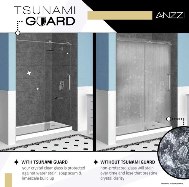Anzzi SD AZ8075 02GB Frameless Hinged Shower Door - 30
