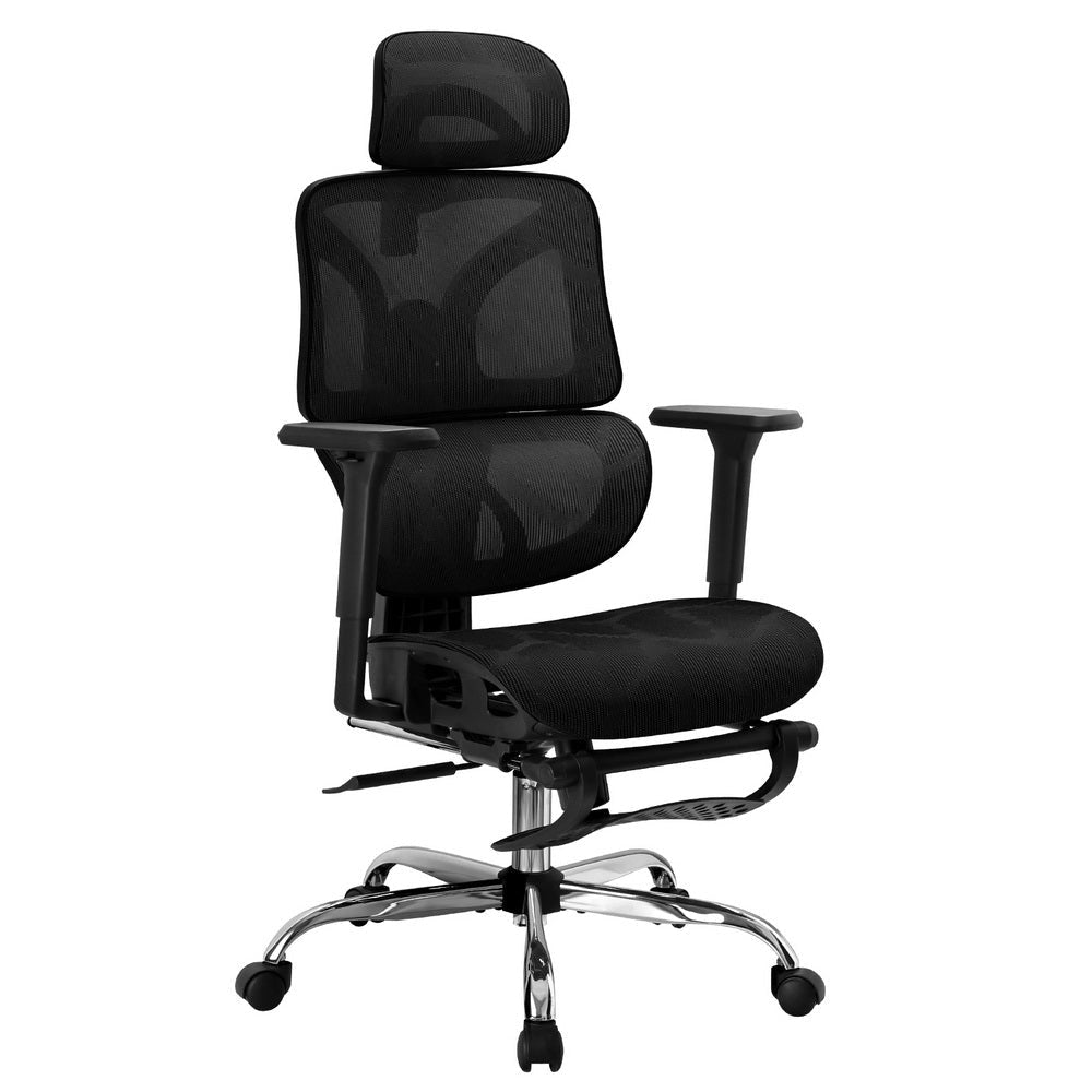 Artiss Ergonomic Office Chair Footrest - Adjustable Height Memory Foam Foot Rest for Under Desk, Black - Perfect for Home Office, Gaming & Workstation Comfort