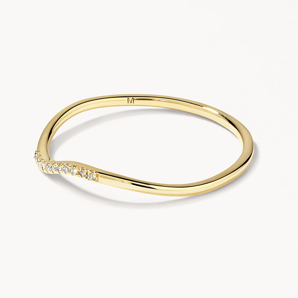10k Gold Diamond Wave Stacker Ring for Women - Elegant Layering Jewelry for Everyday Wear, Stackable Rings for Wedding, Anniversary & Gift Giving
