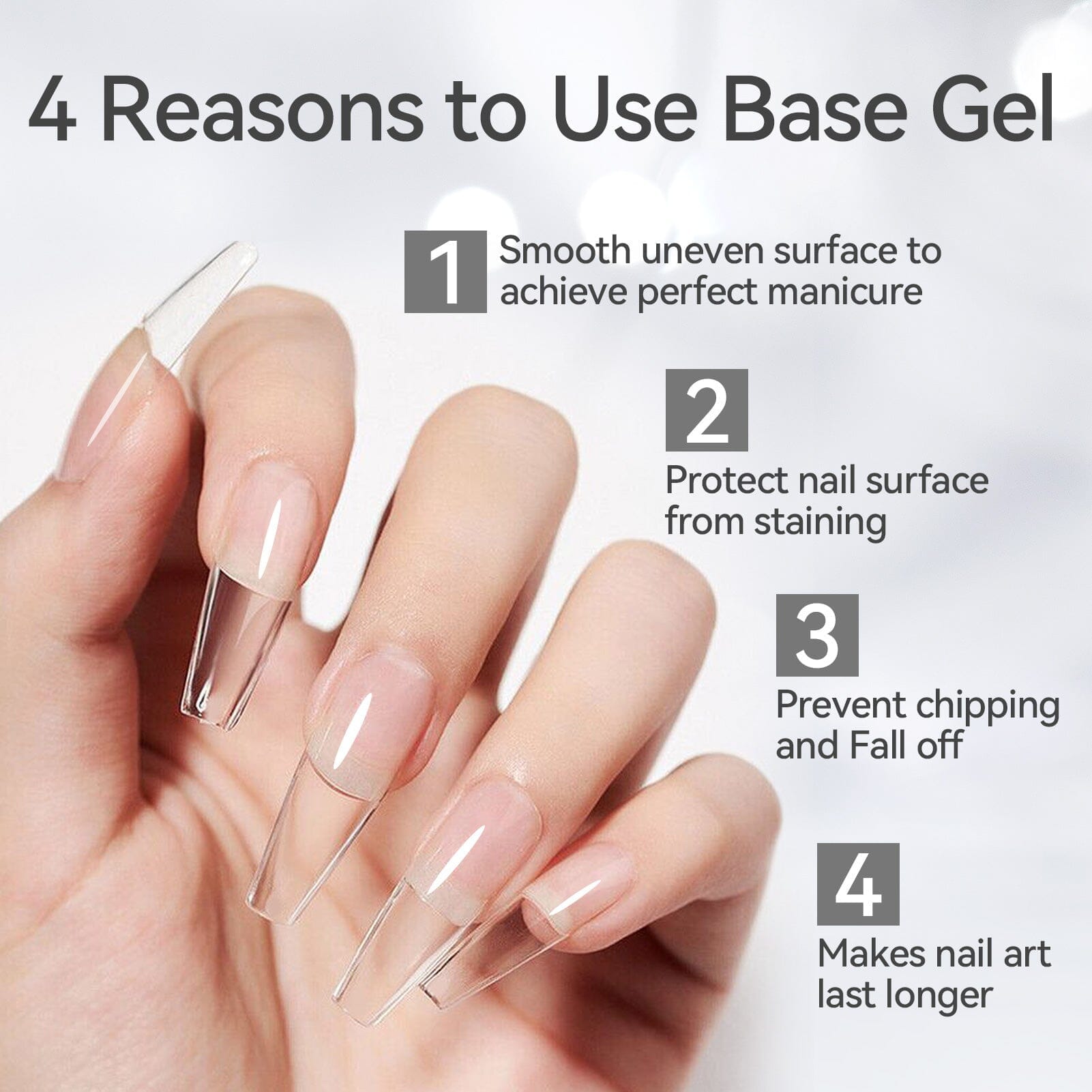 BORN PRETTY 15ml Nail Base Coat Gel - Long-Lasting Nail Polish Primer for Strong & Healthy Nails - Perfect for DIY Manicures at Home & Salon Use