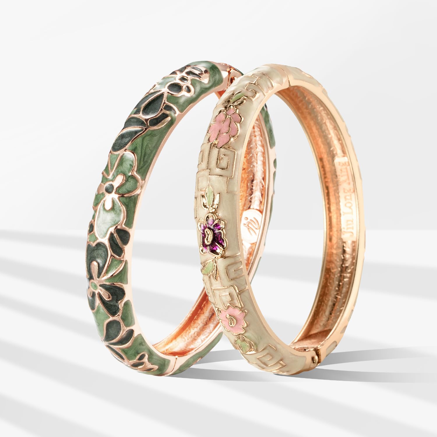 Vintage Cloisonne Enamel Flower Bracelet - Gold Plated Cuff Bangle for Women, Handmade Jewelry Gift Set with Elegant Box - Perfect for Parties, Weddings & Special Occasions
