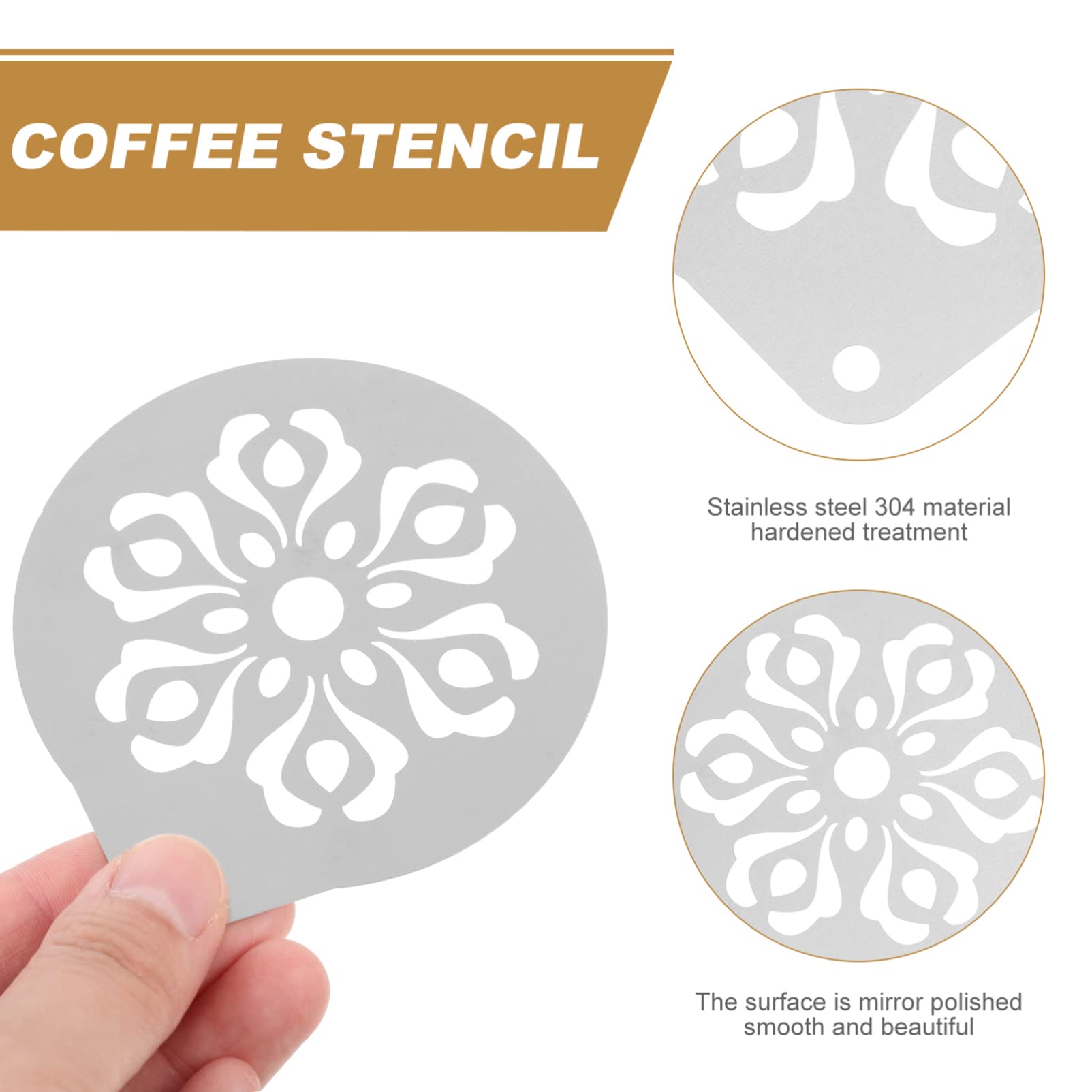 3-Piece Coffee Latte Stencil Set for DIY Coffee Art - Reusable Templates for Cappuccino, Latte & Coffee Decorating - Perfect for Home Baristas & Coffee Lovers (Kitchen, Cafe, Gift)