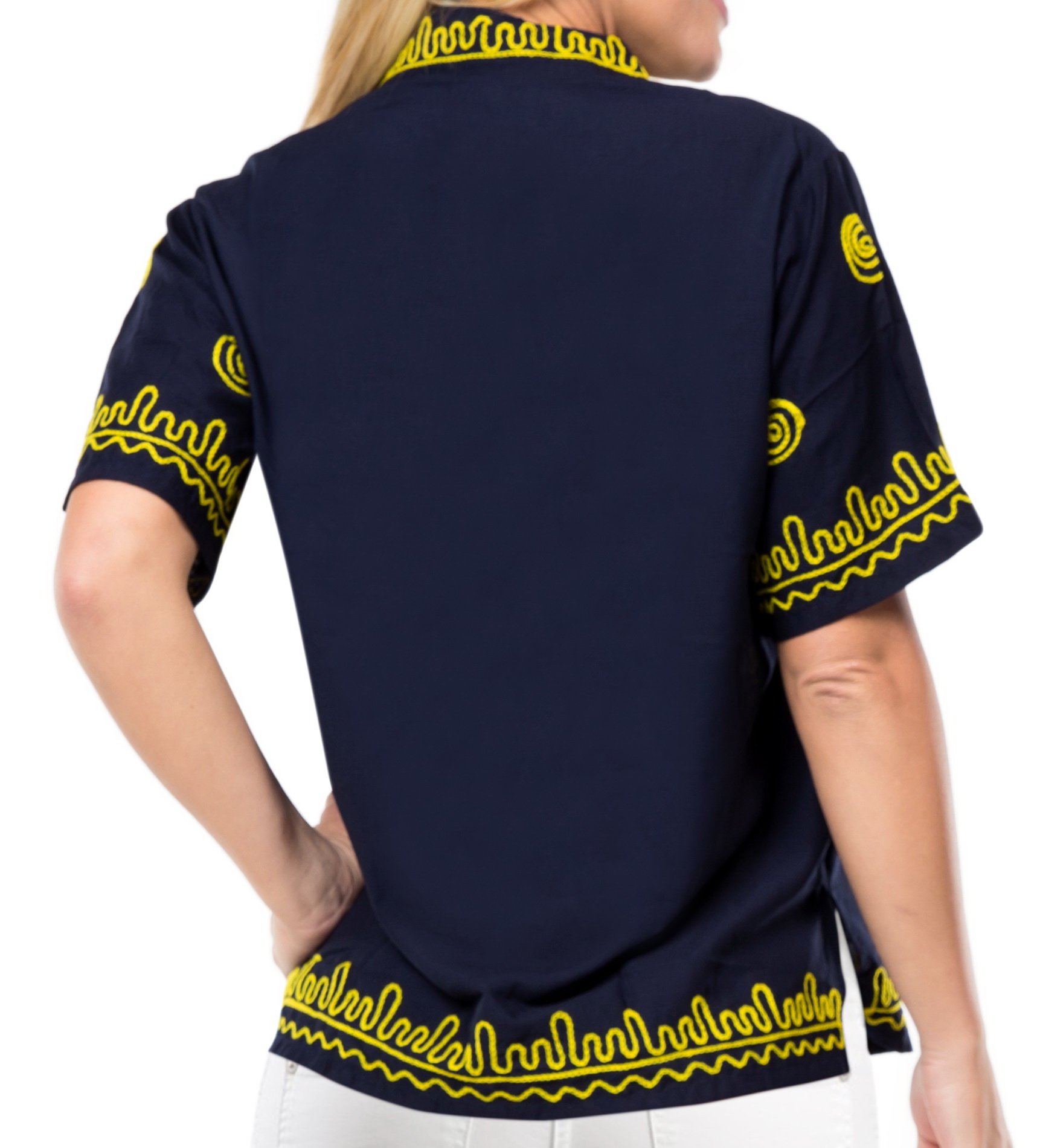 LA LEELA Women's Hawaiian Shirt - Short Sleeve Beach Blouse for Summer Vacation, Pool Party & Tropical Getaway