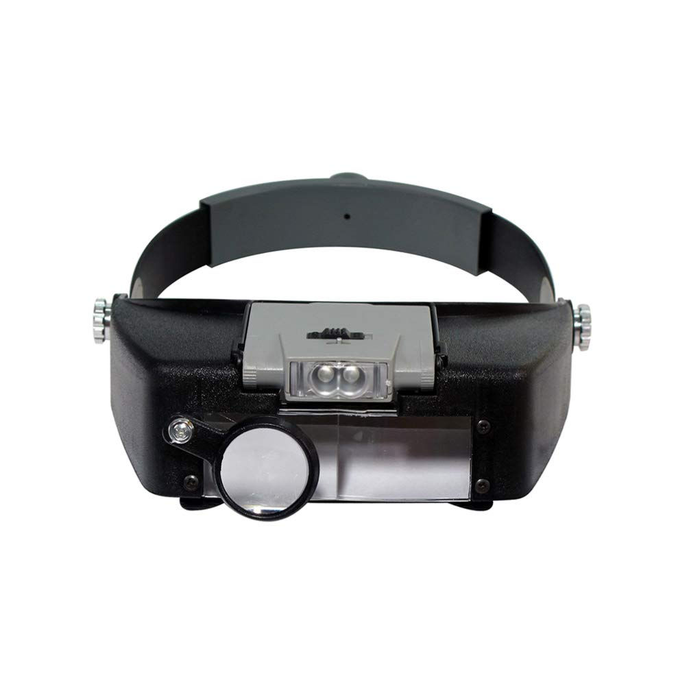 Garneck Wearable Magnifying Glasses with LED Light - Hands-Free Head Visor Magnifier for Jewelry Repair, Watchmaking, Crafts & Reading (Black) - Perfect for Hobbyists & Professionals