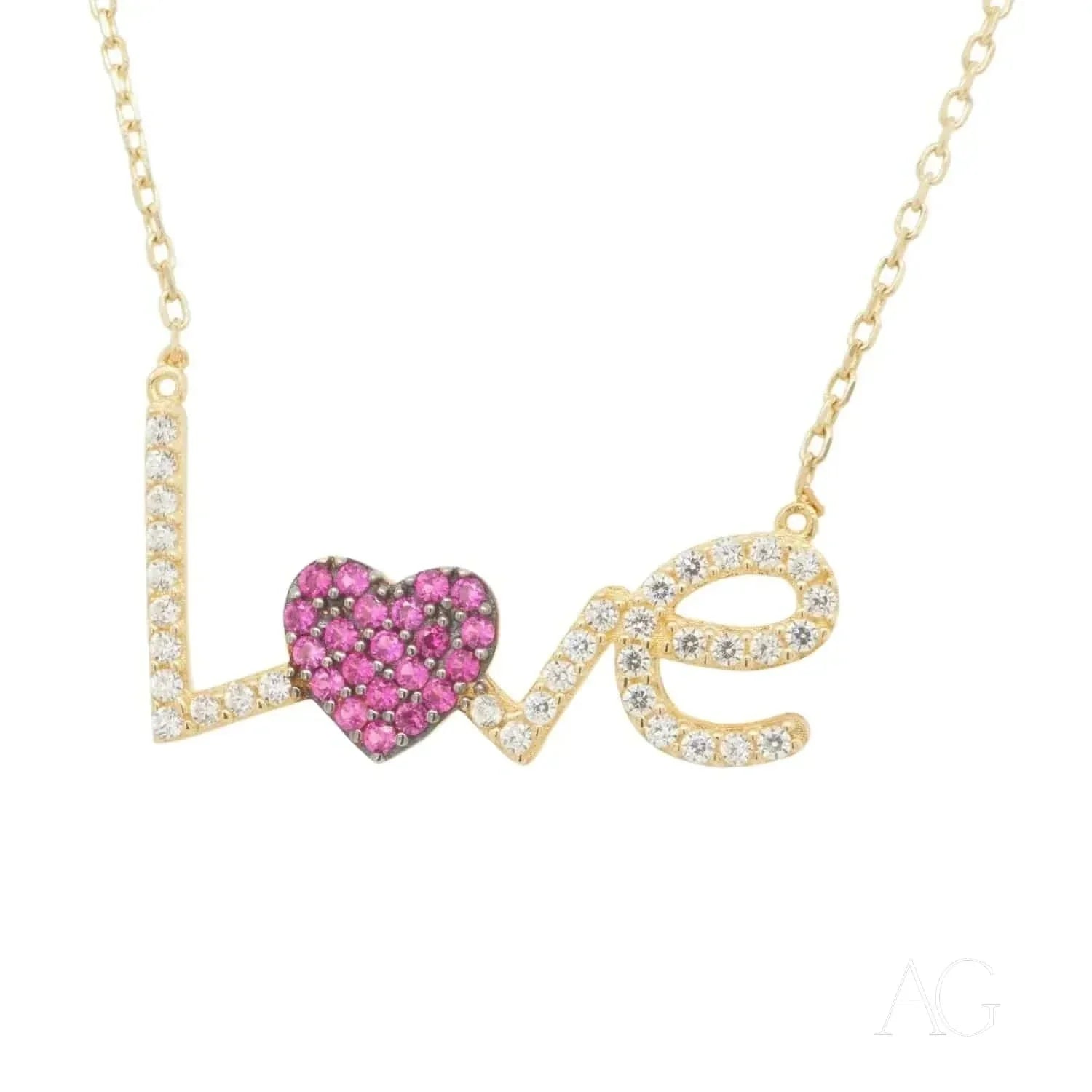Sparkling Love Necklace for Women - 18k Gold Plated Cubic Zirconia Pendant - Perfect Gift for Anniversary, Valentine's Day & Romantic Occasions