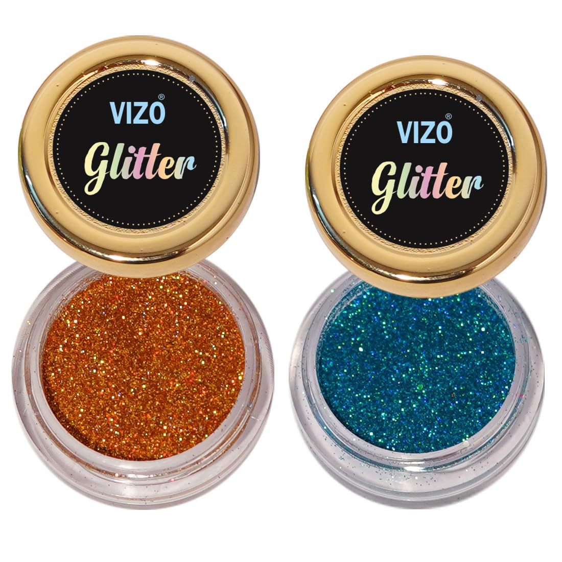 Vizo Golden & Sky Blue Holographic Eye Shadow - Long Lasting Glitter Makeup for Party, Festival & Night Out Looks