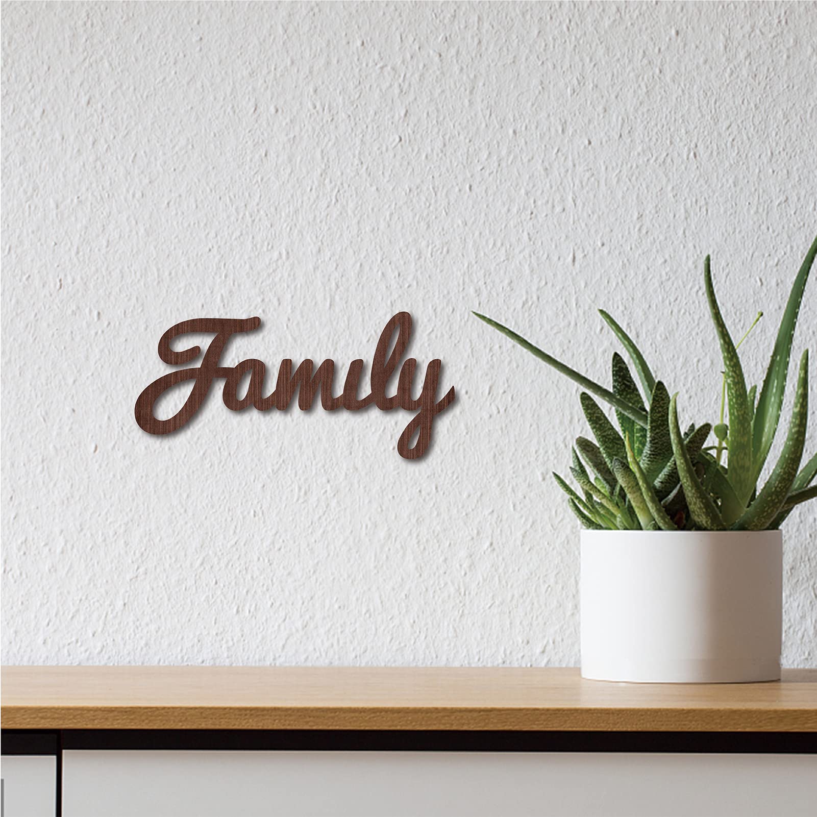 CREATCABIN Wooden Cutout Sign - Rustic Farmhouse Family Letter Wall Art Decor, Brown, 11.9 x 5.5 Inch - Perfect for Housewarming Gifts, Front Door Entryway & Home Decoration