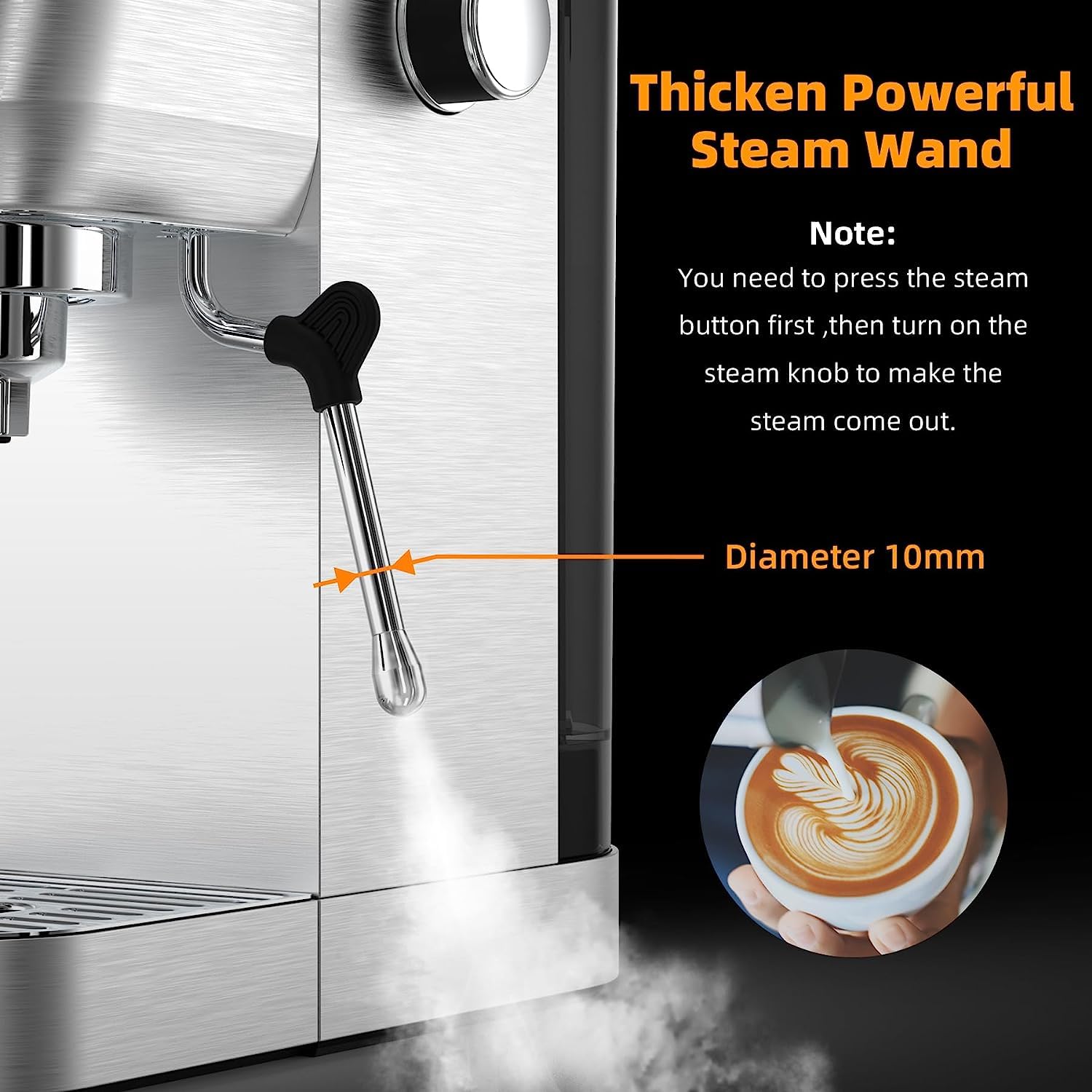 20 Bar Espresso Machine with Milk Frother - Stainless Steel Coffee Maker for Cappuccino & Latte - Perfect for Home Baristas & Coffee Lovers (Gift Idea)