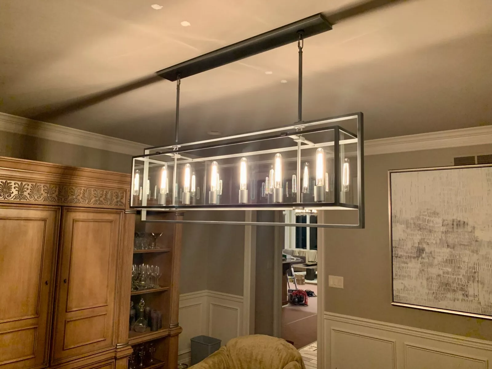Becker Glass Rectangular Chandelier - Modern Crystal Ceiling Light Fixture for Living Room & Dining Table | Elegant Lighting for Home Decor, Parties & Romantic Dinners