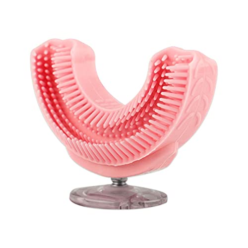 Kids Electric Toothbrush - U-Shaped Smart 360° Ultrasonic Toothbrush with Soft Silicone Bristles, Cute Cartoon Design for Children Ages 1-7 (Pink) - Perfect for Gentle Teeth Cleaning & Fun Bath Time Routine