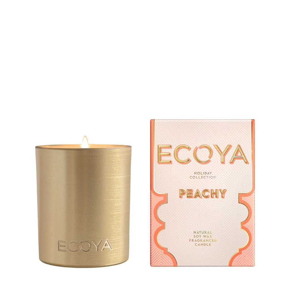 Ecoya Peachy Goldie Scented Candle 16oz (460g) - Natural Soy Wax, Long-Lasting Fragrance for Home, Office & Relaxation