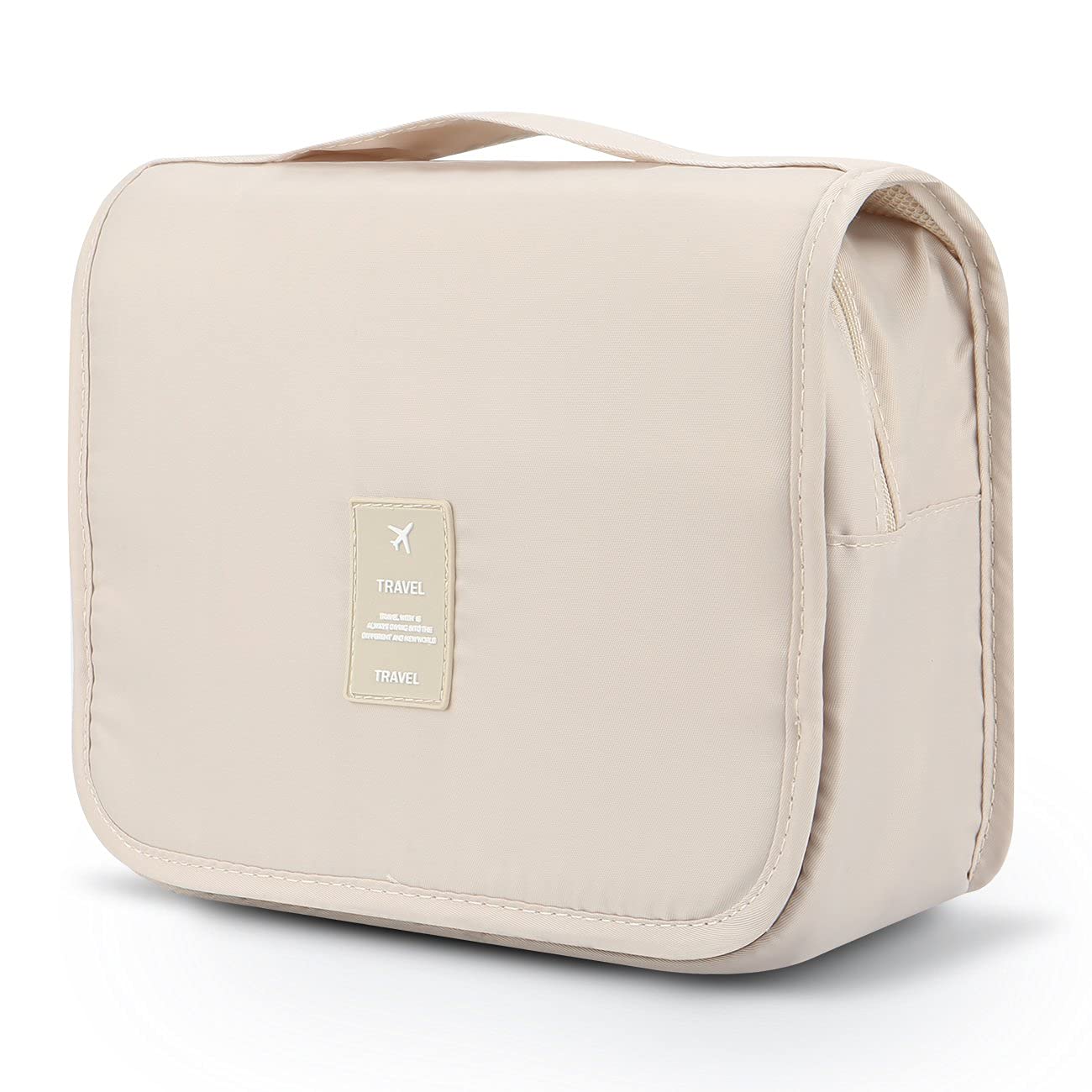 Storescent Girls' Hanging Travel Cosmetic Bag - Waterproof Makeup Organizer for Vacation, Gym & Weekend Trips (Beige) | Perfect for Toiletries, Skincare & Travel Essentials