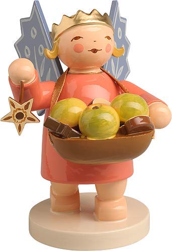 Wendt & Kuhn Angel Figurine with Crown, Star & Apple Basket - Perfect for Christmas Decor, Gift Giving & Collectibles