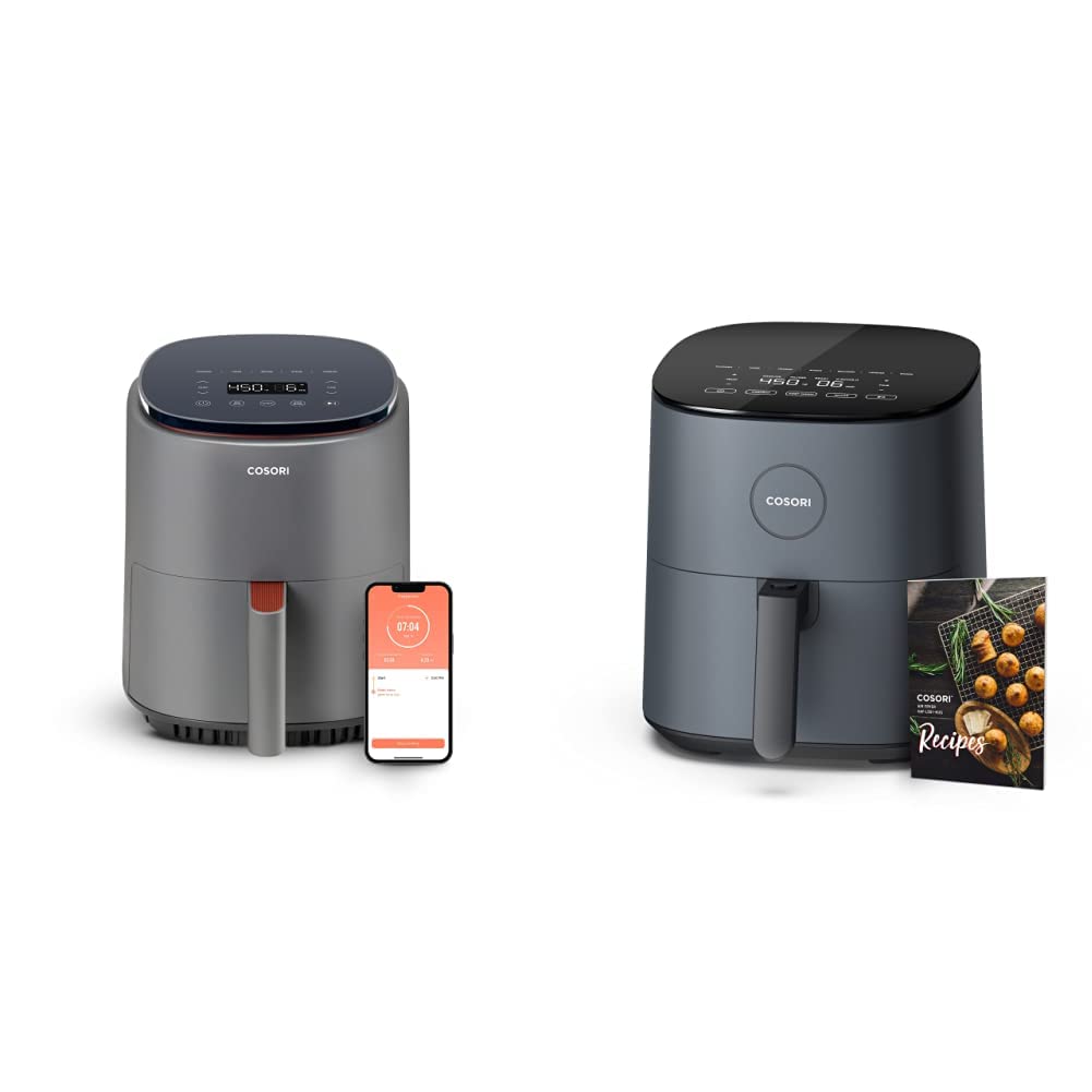 COSORI 4 Qt Air Fryer for 2 People, 7 Cooking Functions, Up to 450°F, Compact Oil-Free Oven - Perfect for Small Kitchens & Healthy Cooking | Dishwasher-Safe Basket | Matte Gray Design