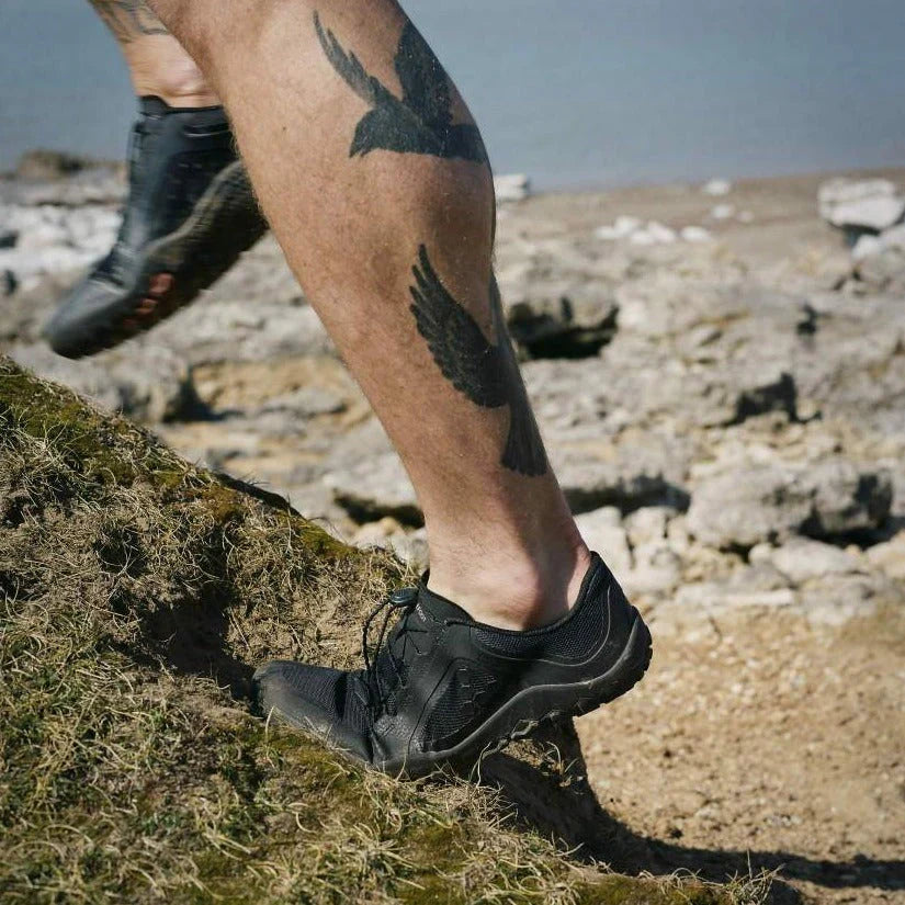 Vivobarefoot Primus Trail II FG Men's Barefoot Shoes - Obsidian Color | Lightweight & Flexible for Trail Running, Hiking & Outdoor Adventures