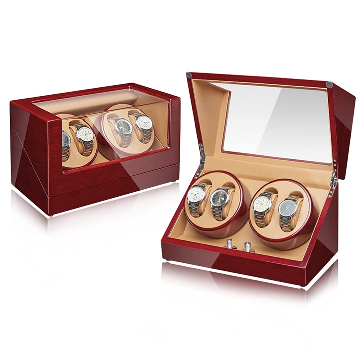 Automatic Watch Winder Box with Silent Mabuchi Motor - Wooden Display Case with Flexible Watch Pillow for Men & Women - Perfect for Watch Collection Storage and Display at Home/Office