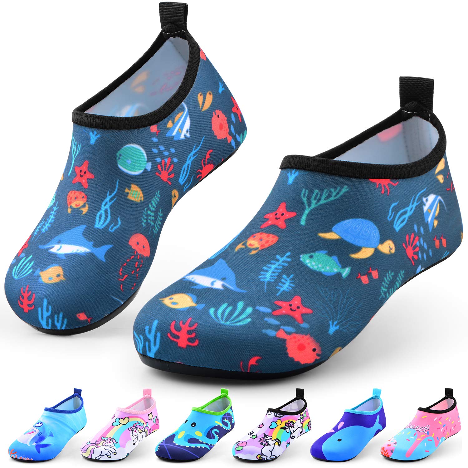 **Sunnywoo Kids Water Shoes for Boys & Girls - Quick-Dry Non-Slip Aqua Socks for Swimming, Beach, Pool & Outdoor Sports - Barefoot Water Skin Shoes for Toddlers & Children**    *(Perfect for Beach Trips, Pool Parties, Water Parks & Summer Adventures!)*