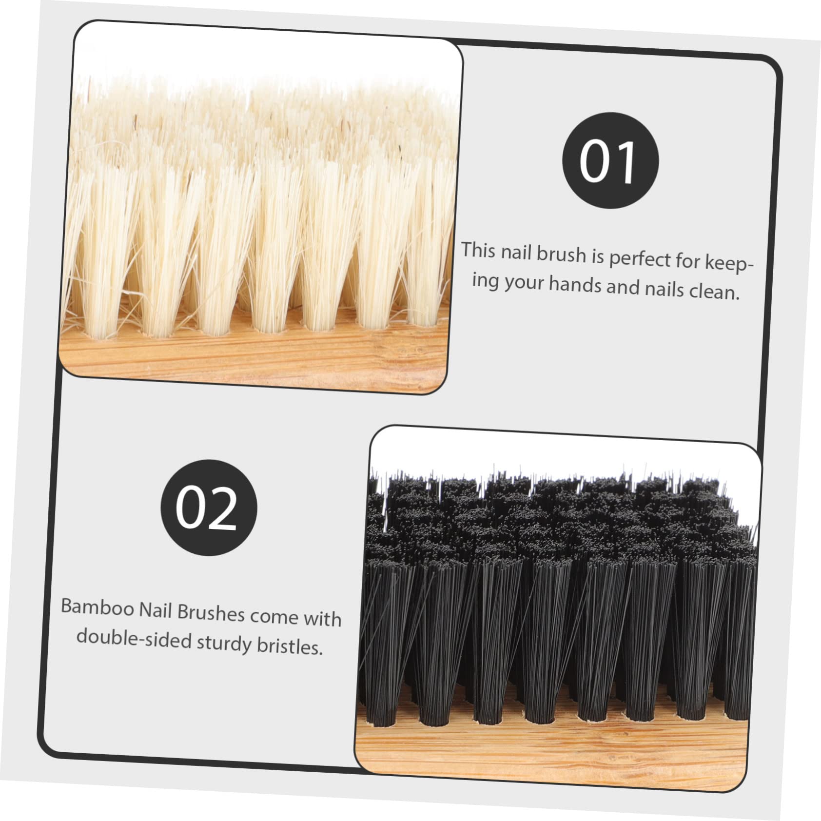 DOITOOL 2-Pack Bamboo Nail Brush Cleaner - Multi-Purpose Household Cleaning Brush for Fingernails, Boots, Shoes & Laundry - Natural Scrubber for Hygiene & Stain Removal - Perfect for Salon, Home & Travel Use