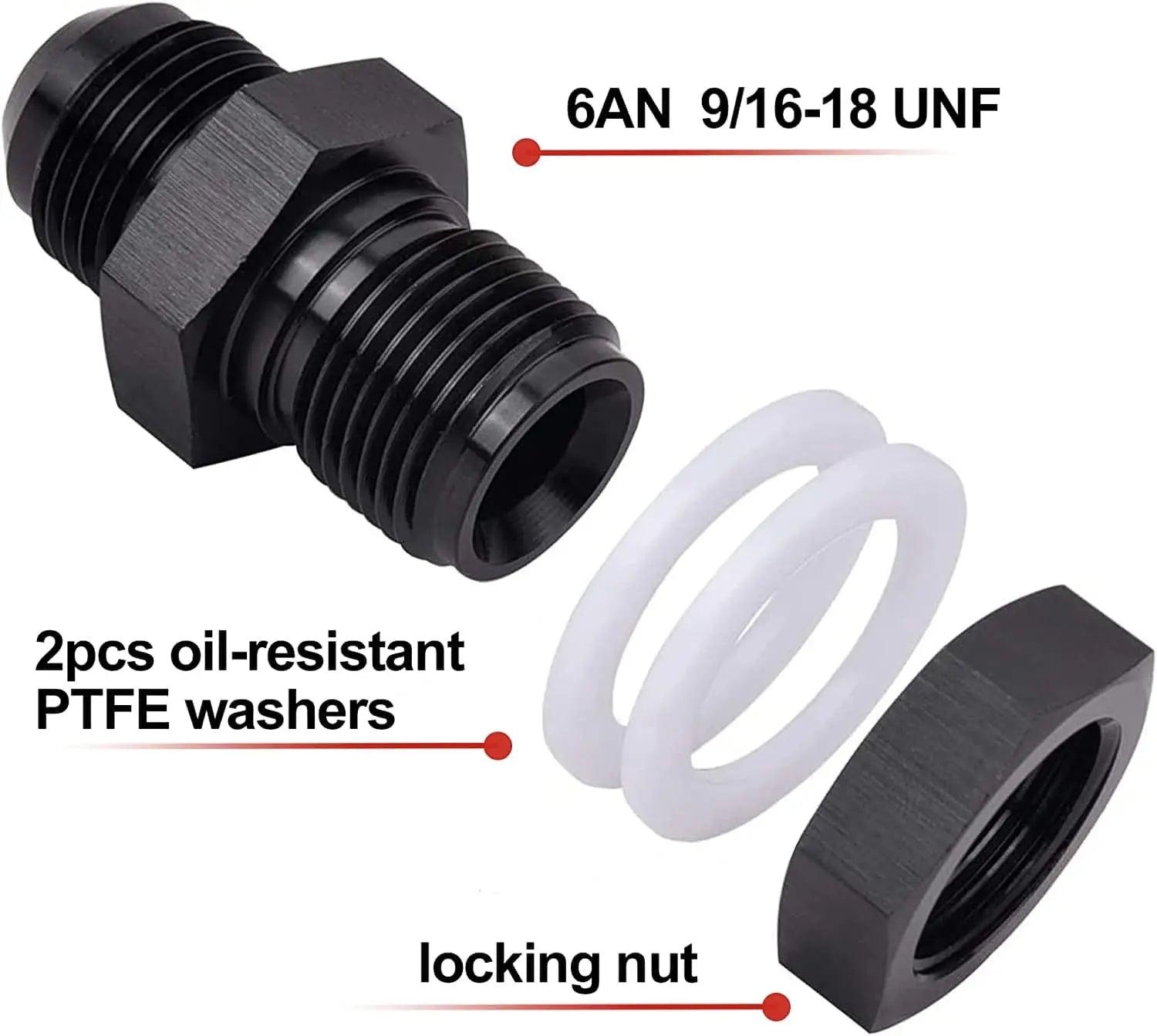 EVIL ENERGY Aluminum Bulkhead Fuel Cell Fitting Adapter - 6AN, 8AN, 10AN, 12AN, 16AN Male Straight Connector for Automotive, Racing & Performance Fuel Systems - Perfect for Custom Fuel Cell Installations, Off-Road Vehicles & High-Performance Engine Builds