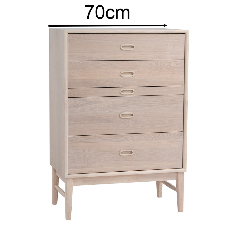 HAYTON 70cm Tall Sideboard - White Oak Solid Wood Buffet Cabinet for Dining Room, Living Room & Entryway Storage