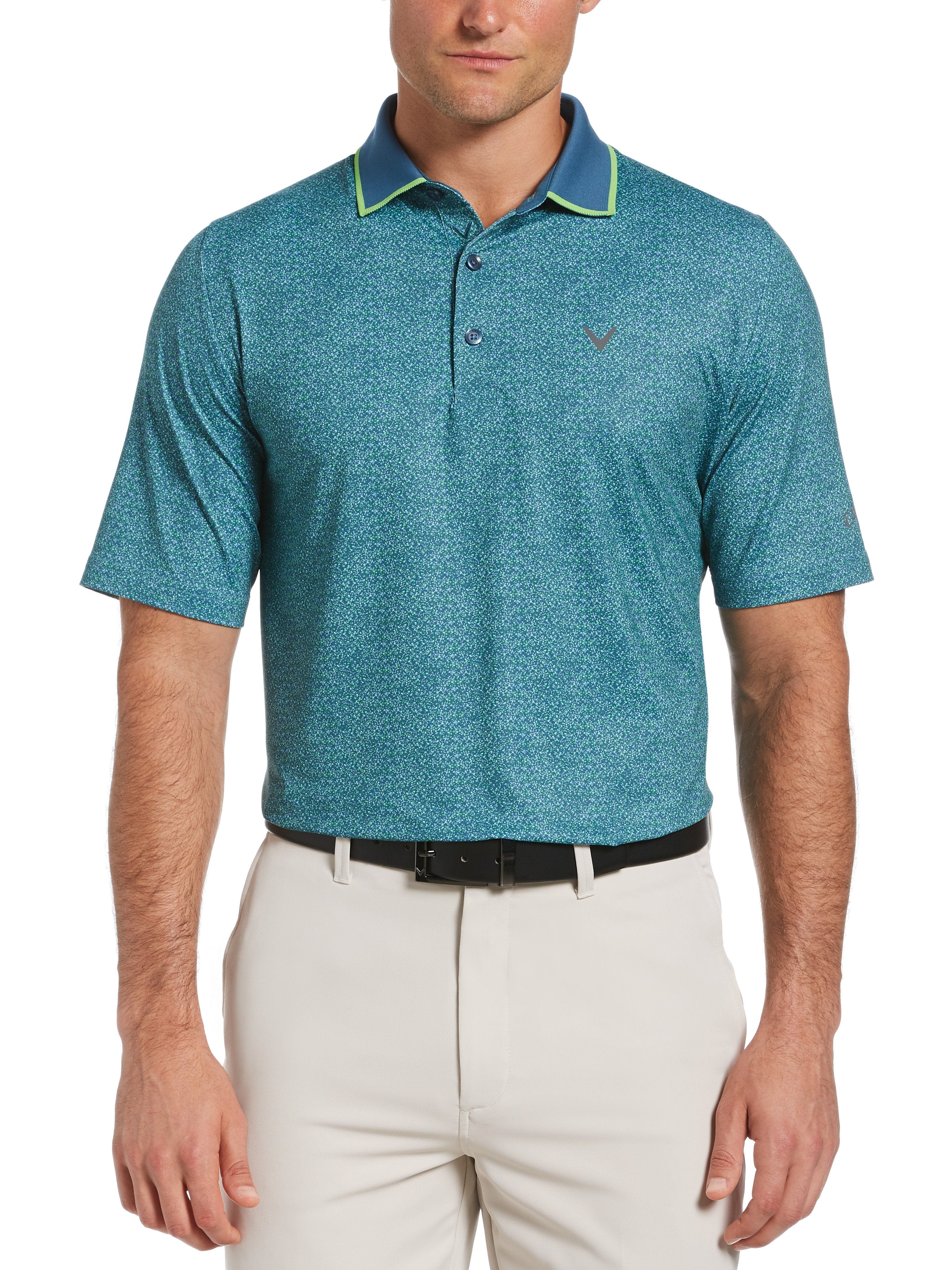 Men's Stylish Allover Printed Polo Shirt - Breathable & Comfortable Casual Wear for Work, Golf & Outdoor Activities