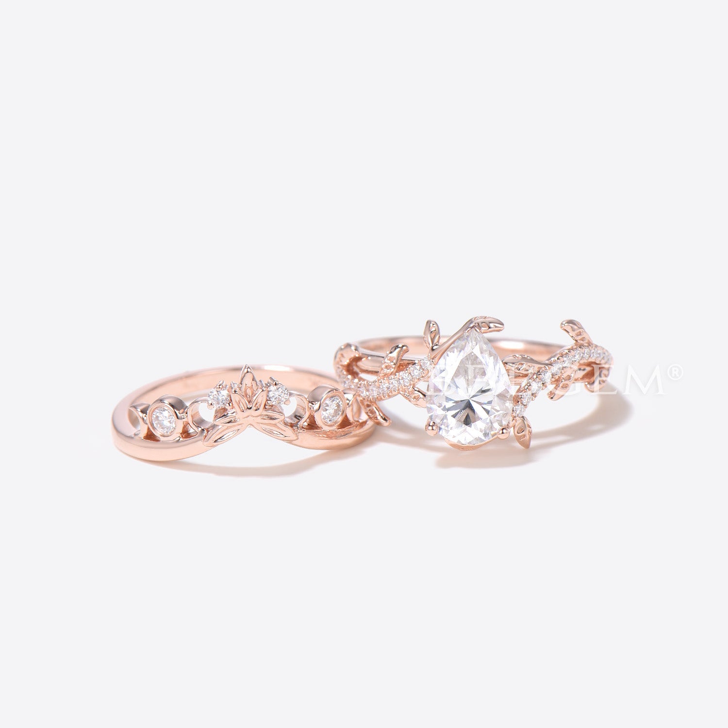 Nature Inspired Pear Moissanite Engagement Ring - Leaf Diamond Bridal Wedding Set for Women | Perfect for Proposals, Anniversaries & Romantic Occasions