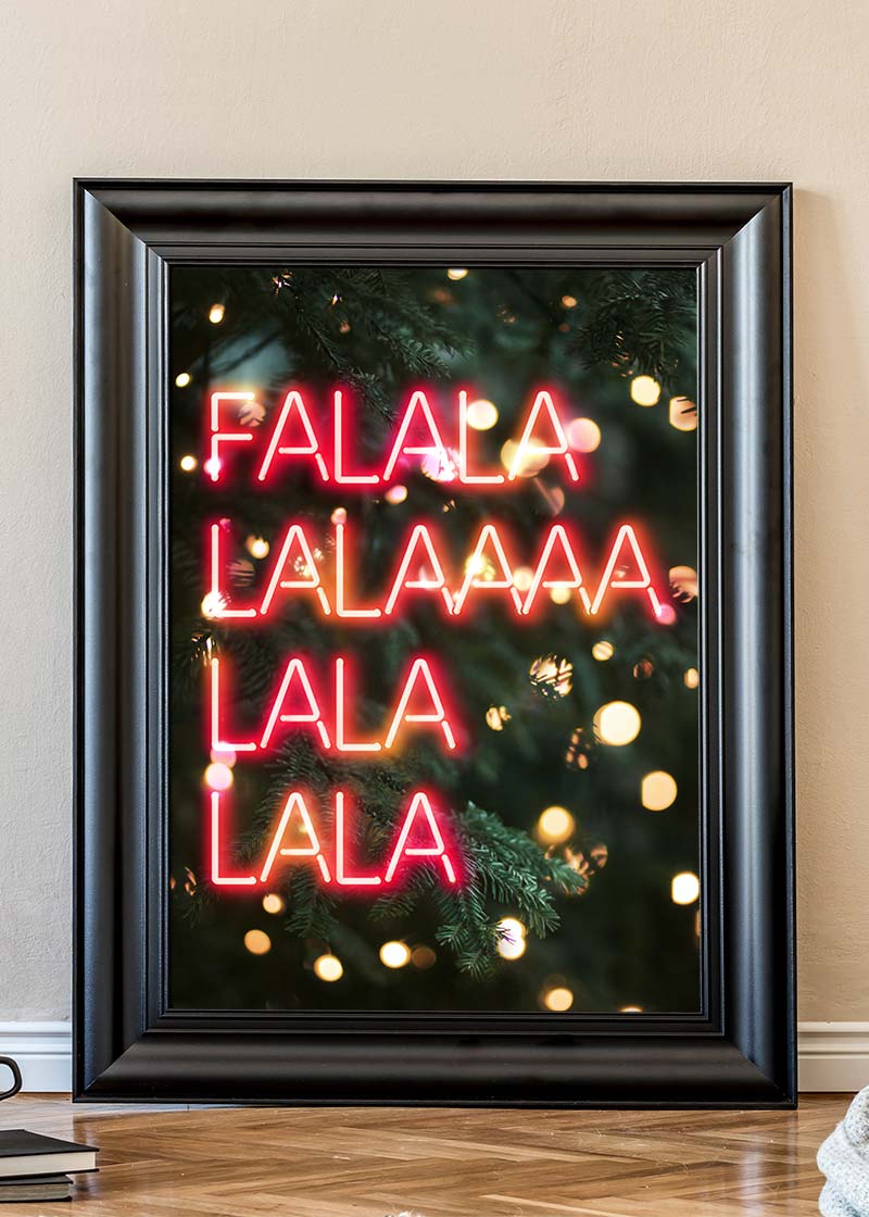 Falalalala Neon Christmas Print T-Shirt - Festive Holiday Party Outfit for Women & Men - Perfect for Christmas Celebrations, Ugly Sweater Parties & Seasonal Gatherings
