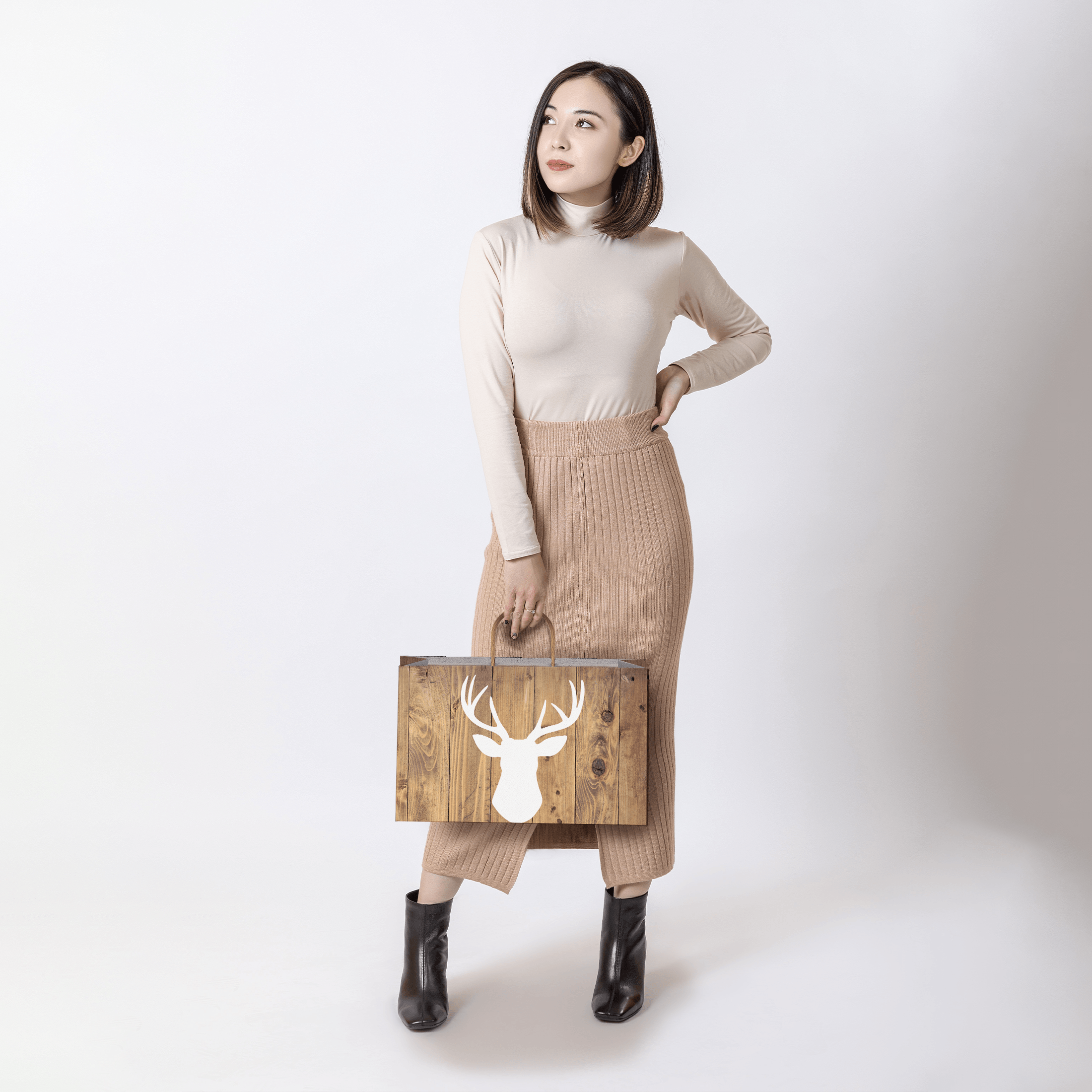 Stylish Deer Head Large Birthday Gift Bags - Premium Kraft Paper Shopping Bags with Sturdy Handles (11.5x16x6 inches) - Perfect for Birthday Parties, Baby Showers & Wedding Favors