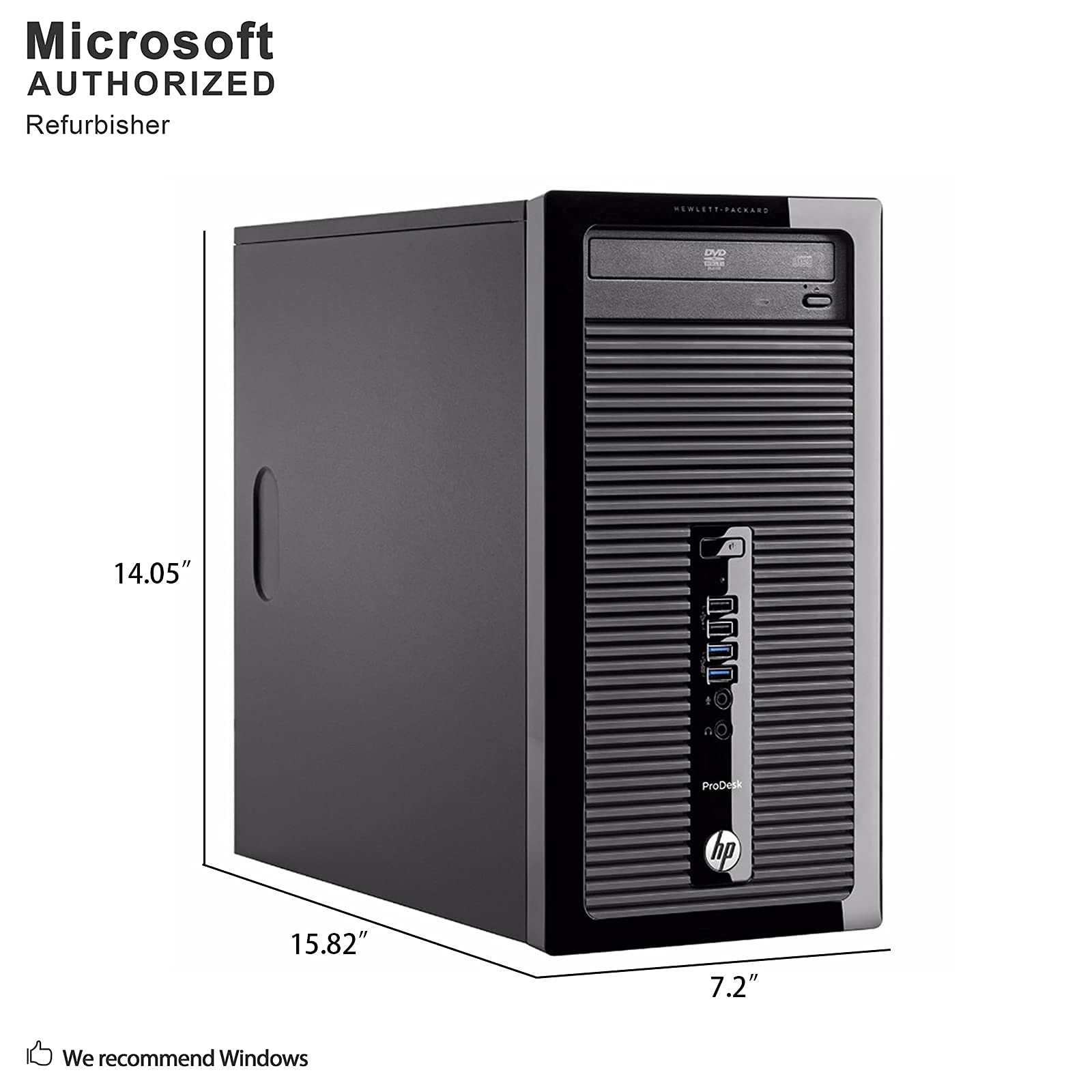 HP ProDesk 400 G1 Business Desktop Computer - Intel Core i5-4570 Quad-Core up to 3.6GHz, 16GB DDR3 RAM, 256GB SSD, DVD Drive, Windows 10 Pro 64-bit (Renewed) - Multi-Language Support for Office, Home & Gaming Use
