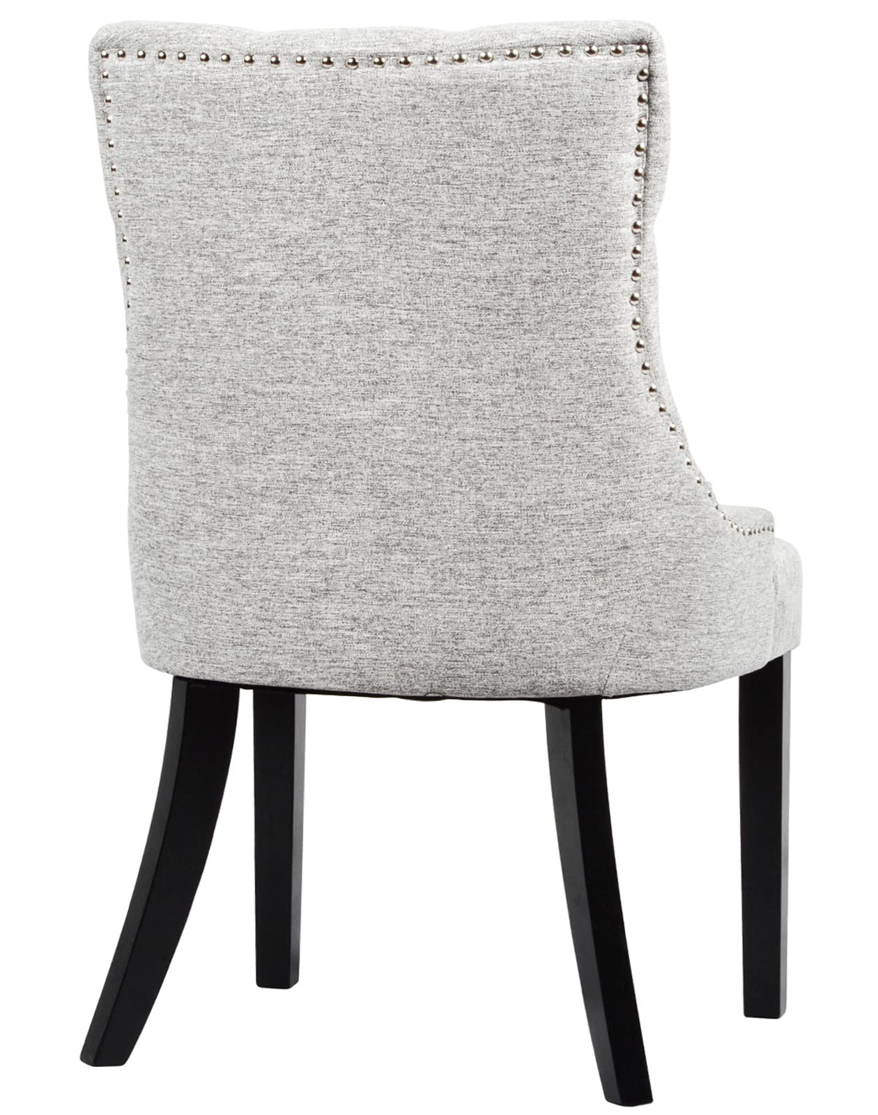 Modern Grey Upholstered Dining Chairs Set of 2 - Tufted Fabric Kitchen Chairs with Black Wood Legs for Dining Room, Living Room & Home Decor | Comfortable Accent Side Chairs for Kitchen, Dining Table & Lounge Areas