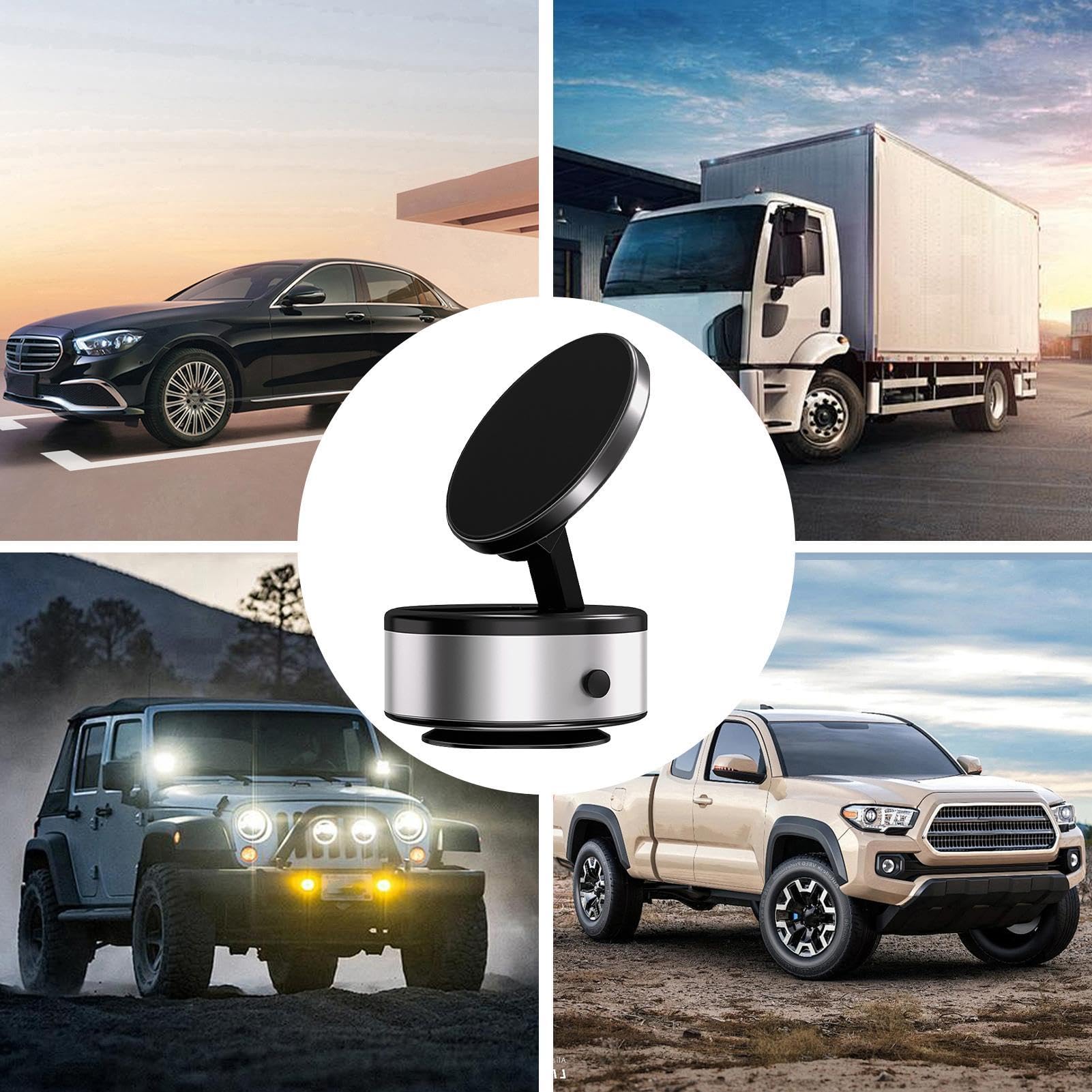 Best Magnetic Car Phone Holder - Strong Dashboard & Windscreen Mount with Adjustable Vacuum Suction Cup | Perfect for GPS Navigation, Hands-Free Driving & Road Trips