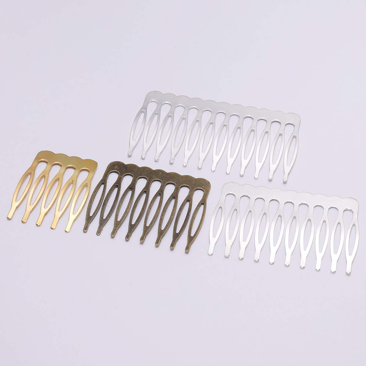 10-Piece Set 12-Tooth Metal Hair Side Combs for DIY Jewelry Making, Hair Accessories for Women & Girls - Gold Hair Clips (65mm/2.56