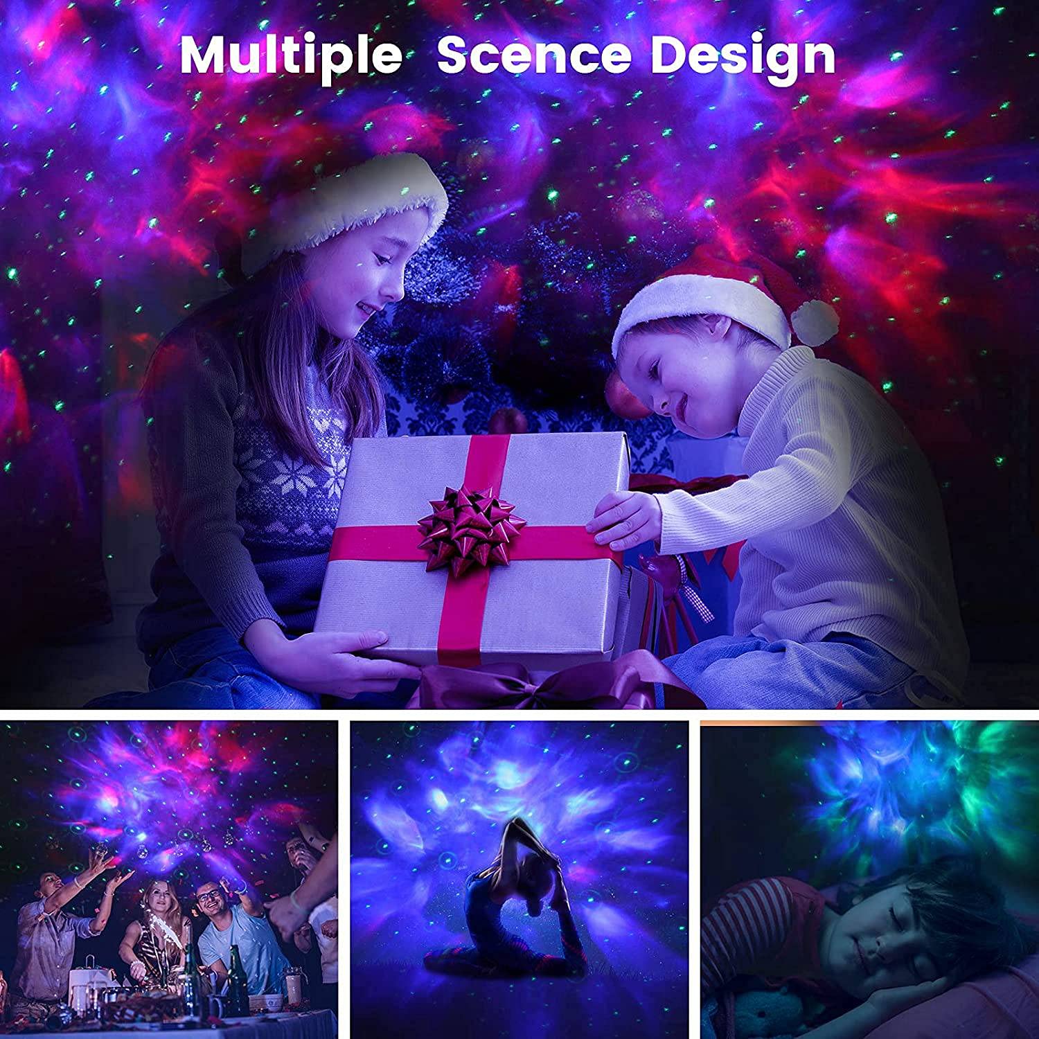 Bakemoro LED Galaxy Projector Light - Starry Night Projector with 2400mAh Battery, Timer, Remote Control & Bluetooth for Bedroom, Party, and Relaxation