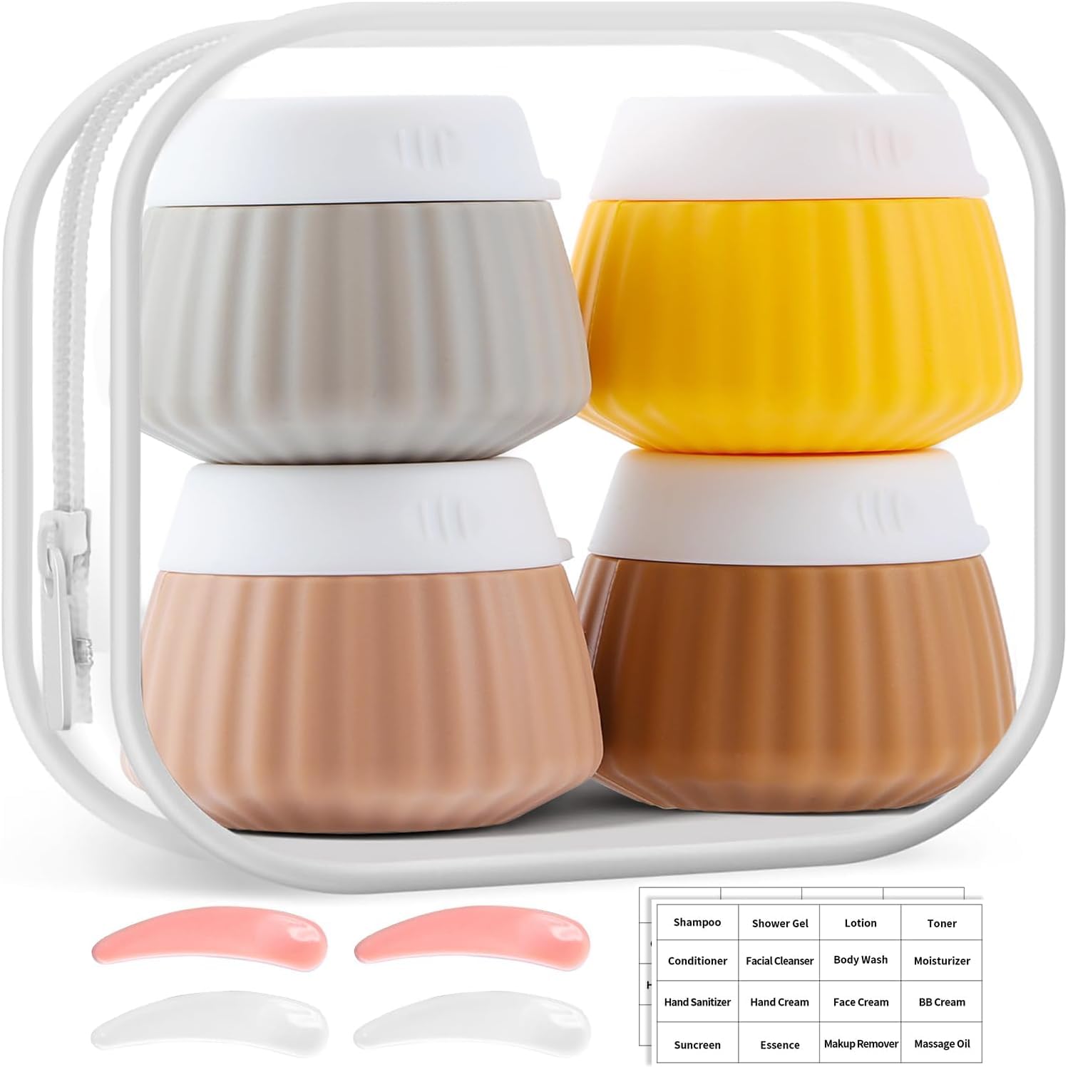 Lyrovo 40ml Travel Size Containers - BPA Free Leak-Proof Cream Jars for Toiletries Kit | Portable Cosmetic Organizer with Secure Lid for Face, Hand & Body Creams (Yellow) - Perfect for Air Travel, Gym Bag & Vacation Essentials