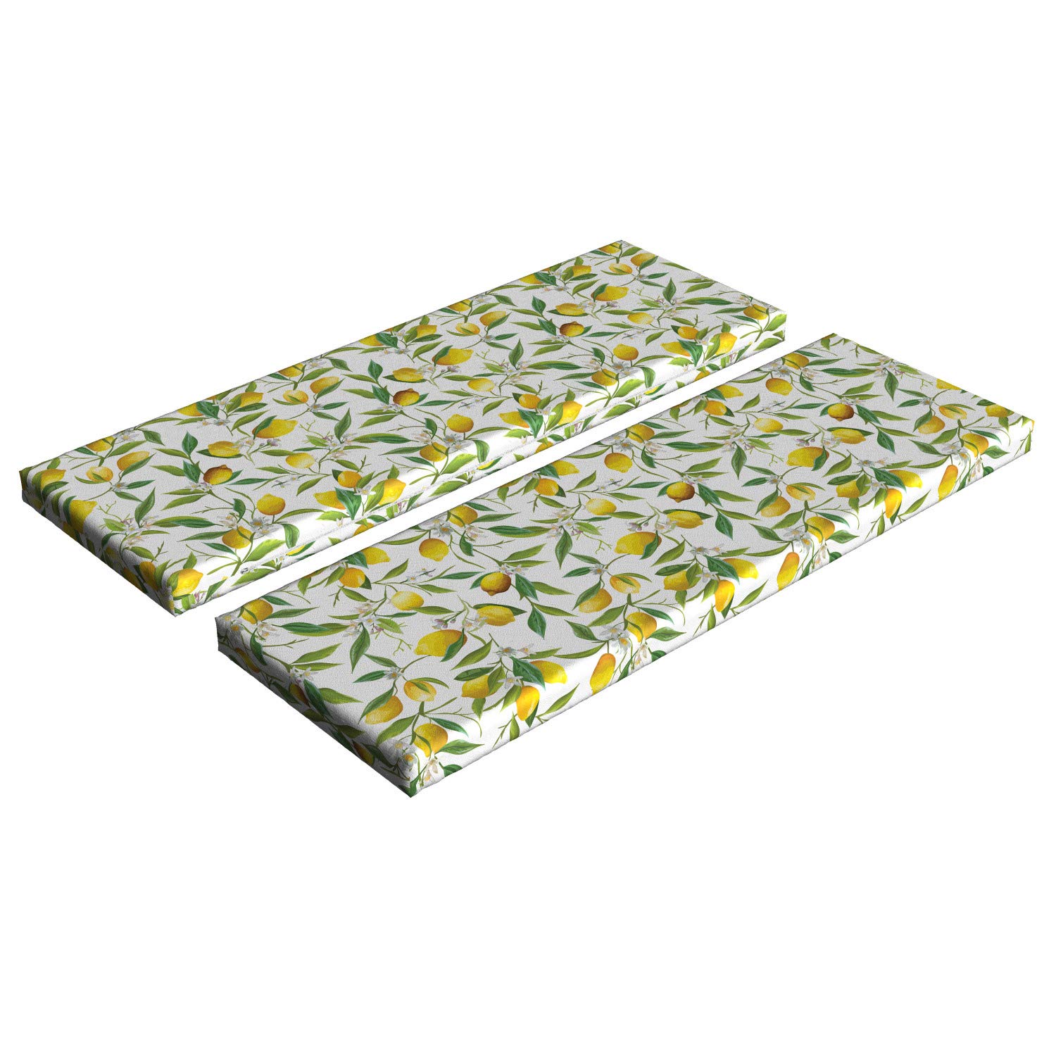 Ambesonne 2-Pack Nature Bench Cushions - Flowering Lemon Citrus Design, Foam Seat Pads with Decorative Covers, 45