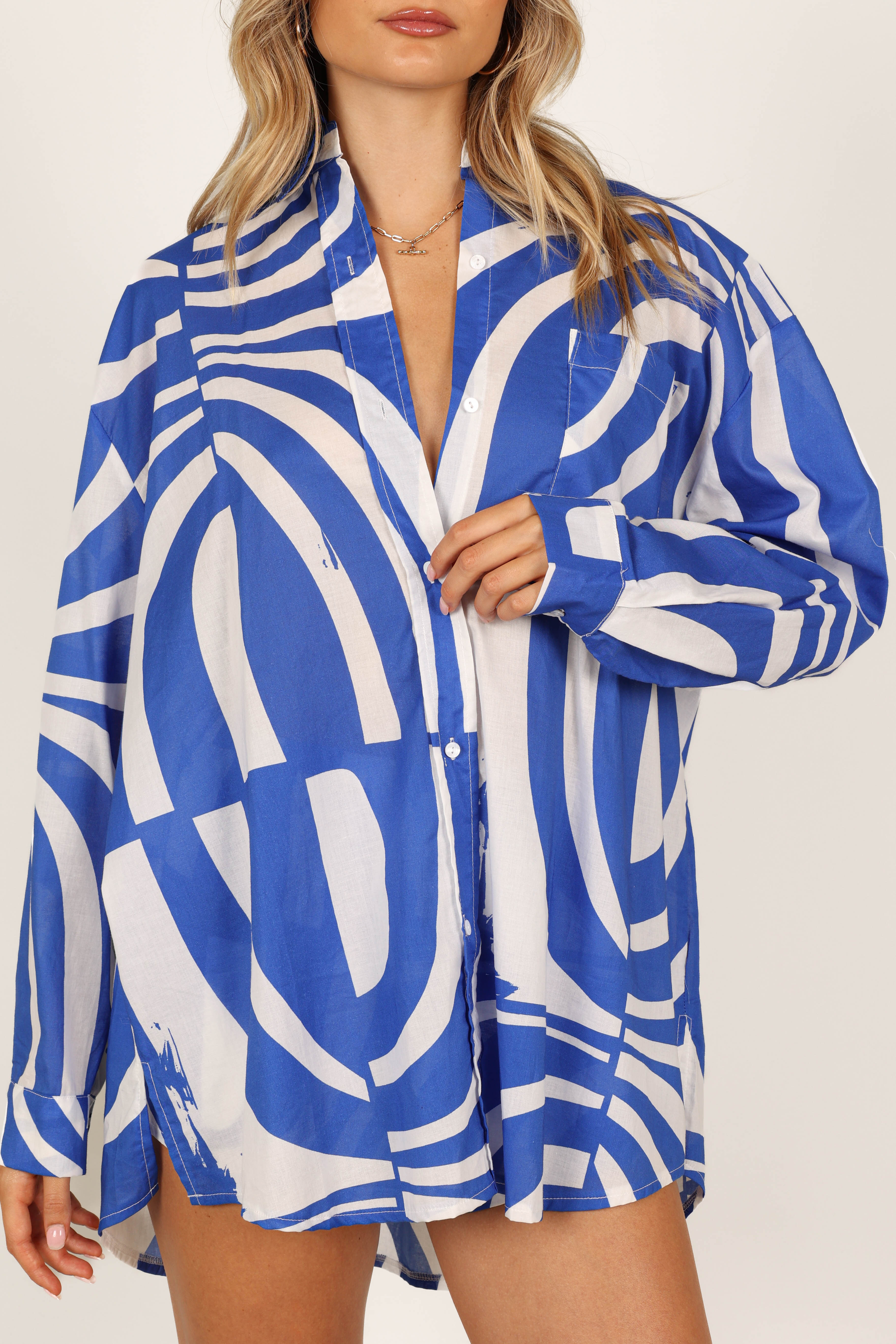 Heather Cotton Shirt - Soft & Comfortable Blue Print Casual Top for Women | Perfect for Everyday Wear, Office & Outings