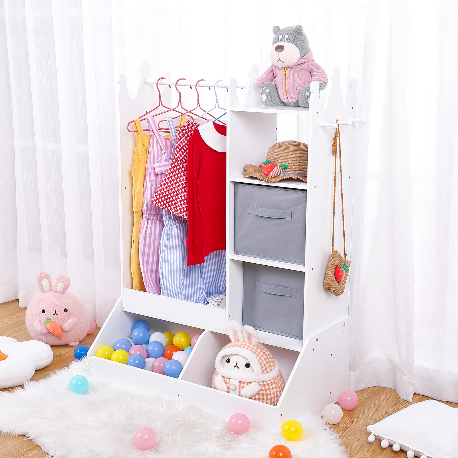 Bophy STM-601WA-NEW White Kids Wardrobe - Durable Wooden Closet for Children's Bedroom & Nursery Organization