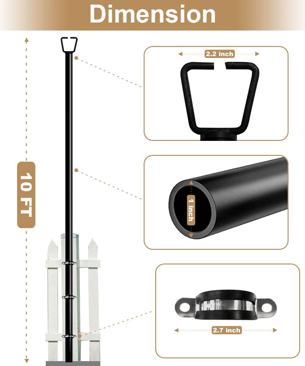 Queension 10FT Outdoor String Light Poles (2 Pack) - Heavy Duty Garden, Backyard & Patio Lighting Stand for Parties, Weddings, Bistro & Cafe Decor - Perfect for Creating Ambient Lighting in Outdoor Spaces