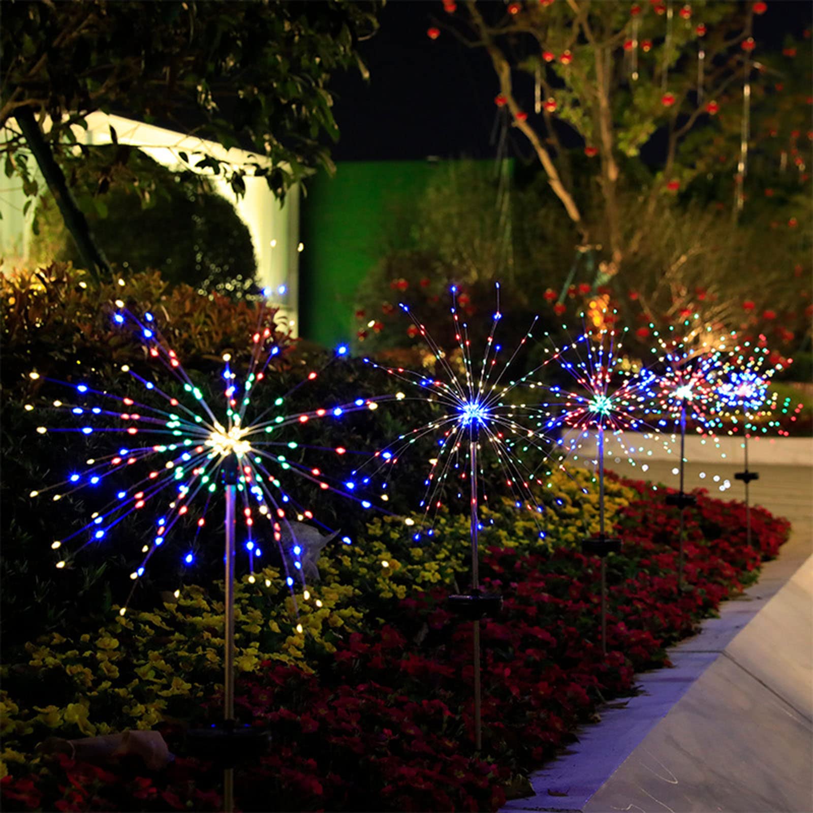 2 Pack Outdoor Solar Garden Lights - LED Waterproof Copper Wire Fireworks Lamp with 2 Modes, 120 Decorative Sparkle Stake Lights for Pathway, Lawn & Landscape Decor (Colorful) - Perfect for Backyard, Patio, Walkway & Garden Lighting at Night