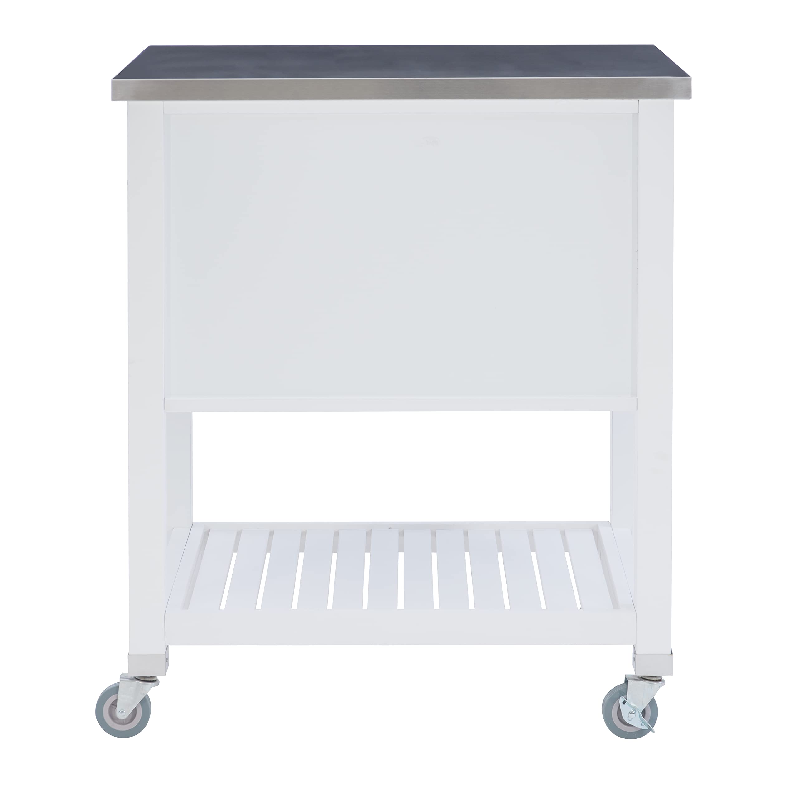 Linon Hudson White Kitchen Cart with Wheels - Rolling Kitchen Island for Small Spaces - Perfect for Food Prep, Storage & Serving - Ideal for Apartments, Dorms & Compact Kitchens