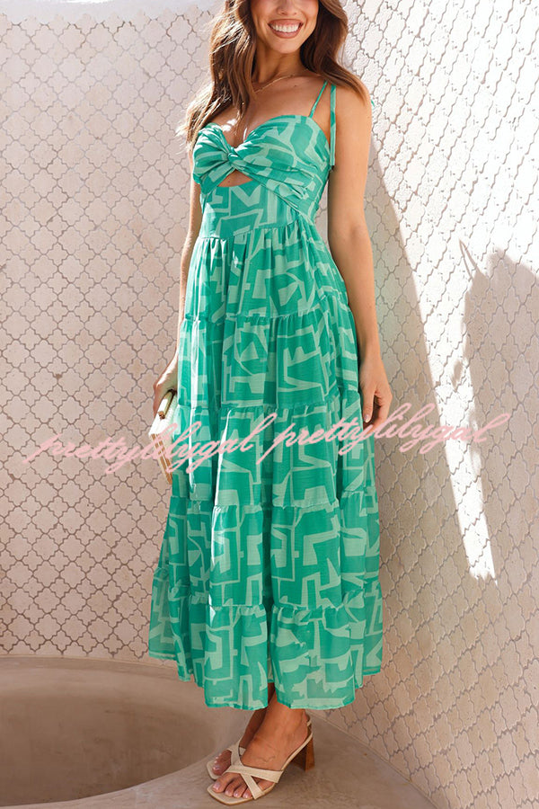Stylish Printed Suspender Tie Back Pleated Midi Dress for Women | Flattering A-Line Summer Dress for Office, Party & Date Night