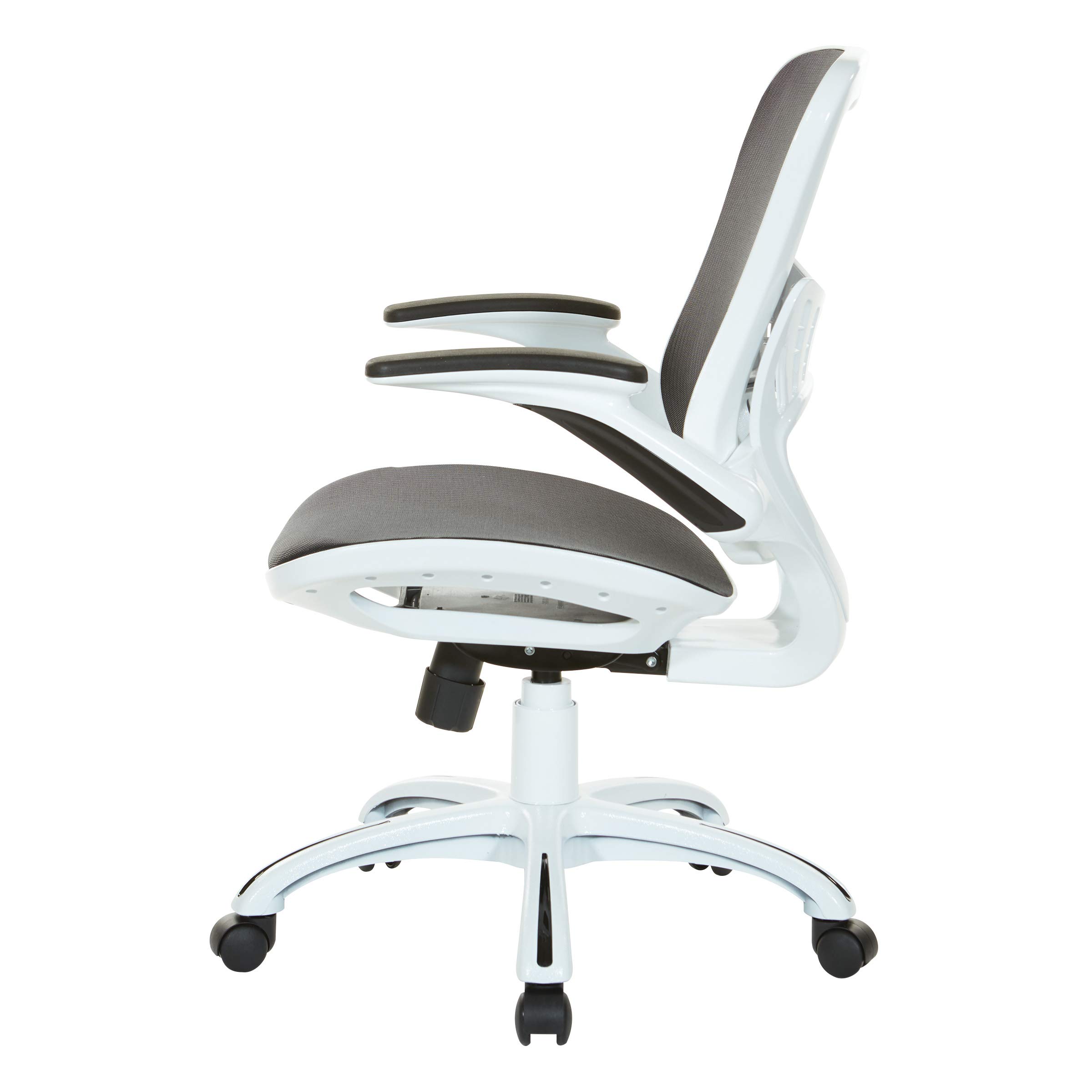 OSP Home Furnishings Riley Ergonomic Mesh Office Chair - Breathable Back & Seat, White Base with Black - Perfect for Home Office, Executive Desk & Workspace
