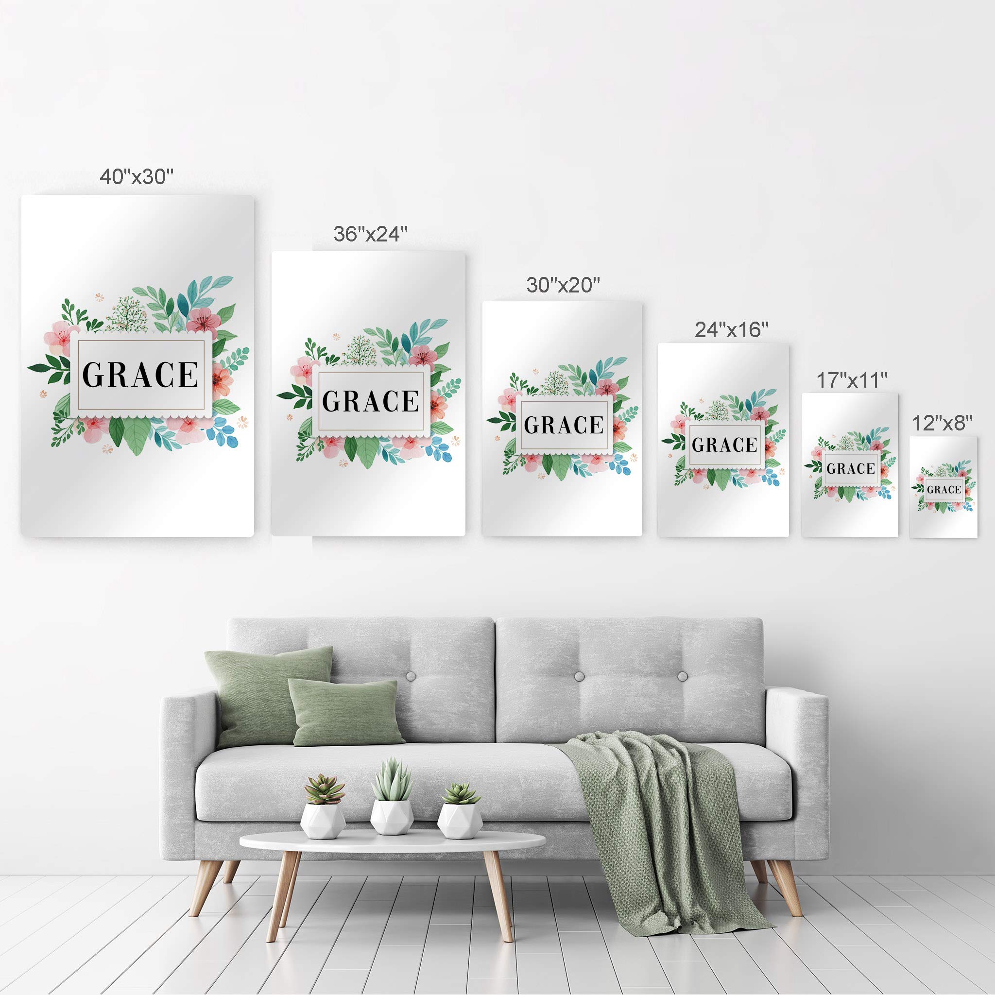 Smile Art Design Grace Scripture Wall Art - Metal Print Bible Verse Christian Decor - Religious Inspirational Gift for Home & Church - Ready to Hang 36x24 Inches - Made in USA (Perfect for Living Room, Bedroom & Office Decor)