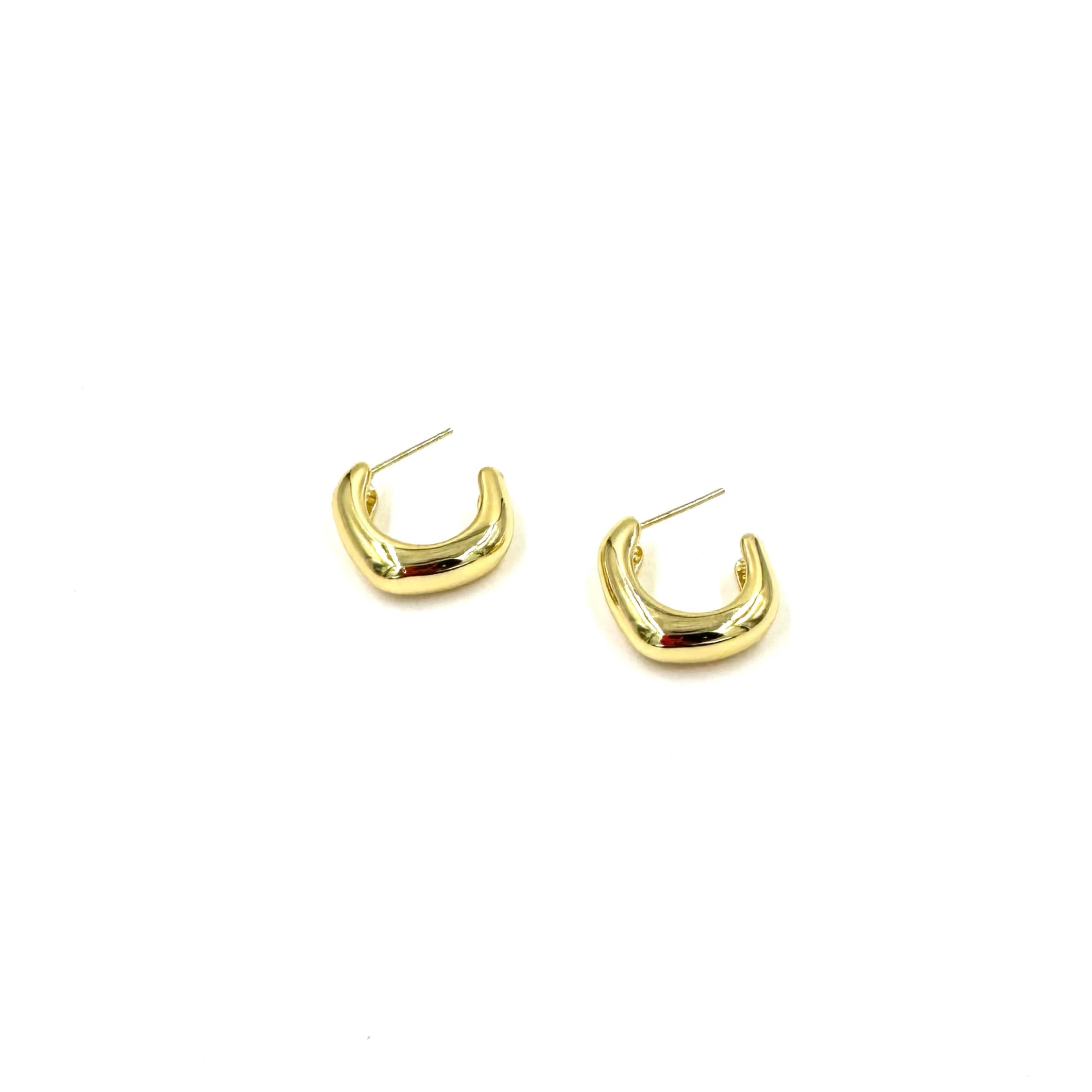 Ashley Gold Stainless Steel Gold Plated 1 Open Square Hoop Earrings for Women - Hypoallergenic Fashion Jewelry for Everyday Wear & Special Occasions