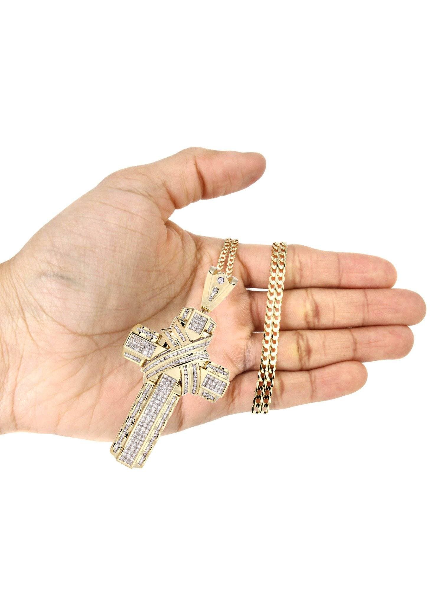 14K Yellow Gold Diamond Cross Pendant Necklace | 6.21 Carat Total Weight | Perfect for Baptism, First Communion & Religious Gifts