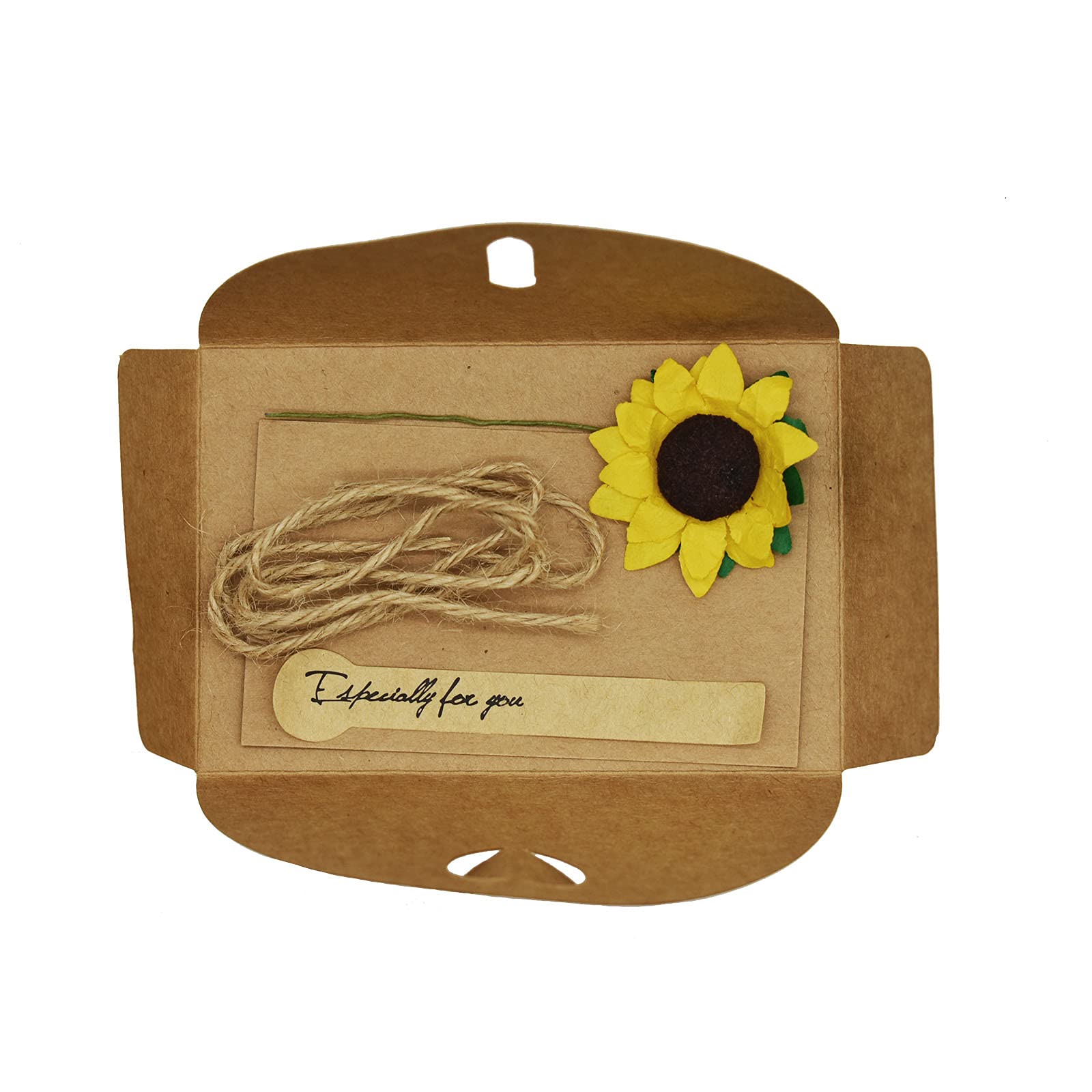 Maydahui 16 PCS Handmade Vintage Kraft Blank Greeting Cards with Envelopes - 6.7x4.3 Inch Dried Flower Thank You Note Cards, Invitation Cards with Hemp Rope for Birthday Party, Valentine's Day, Wedding, Baby Shower & Special Occasions