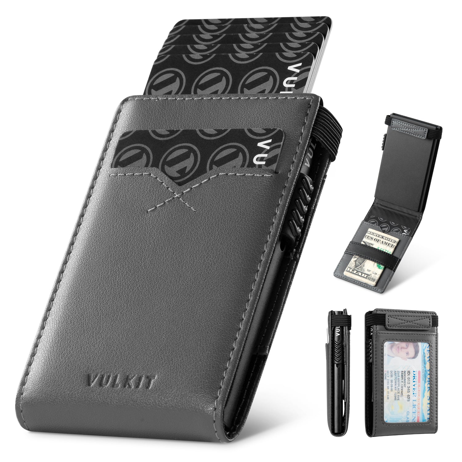 VC316 Elastic Band Closure Card Holder with Back ID Window - Secure & Stylish Wallet for Credit Cards, IDs, and Cash - Perfect for Travel, Work, and Everyday Use