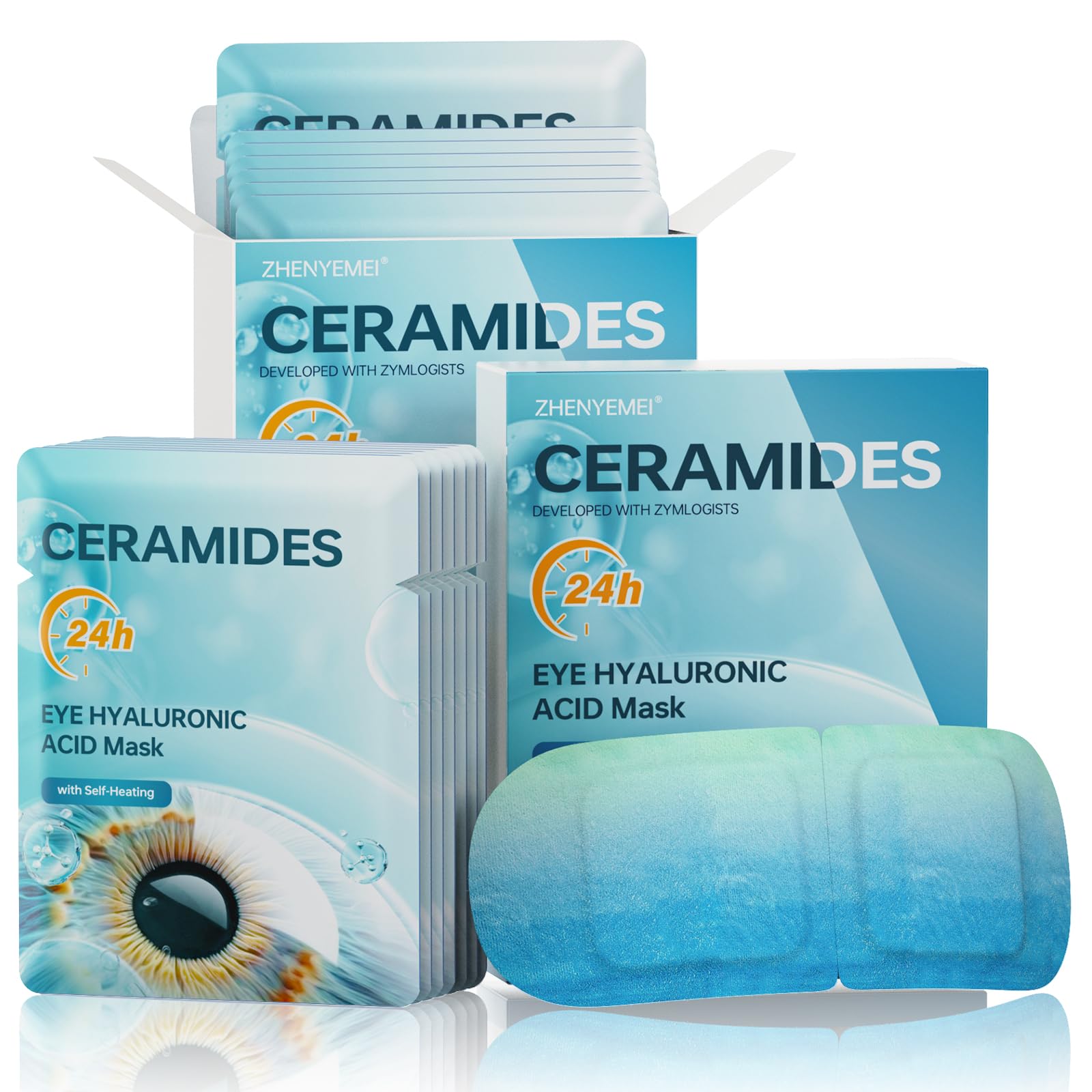 Hyaluronic Acid Self-Heating Warm Eye Compress for Dry Eyes Relief - 14 Pack Moisturizing Steam Eye Masks for Sleep, Travel & Relaxation - Fast-Acting Heated Eye Mask with Deep Hydration