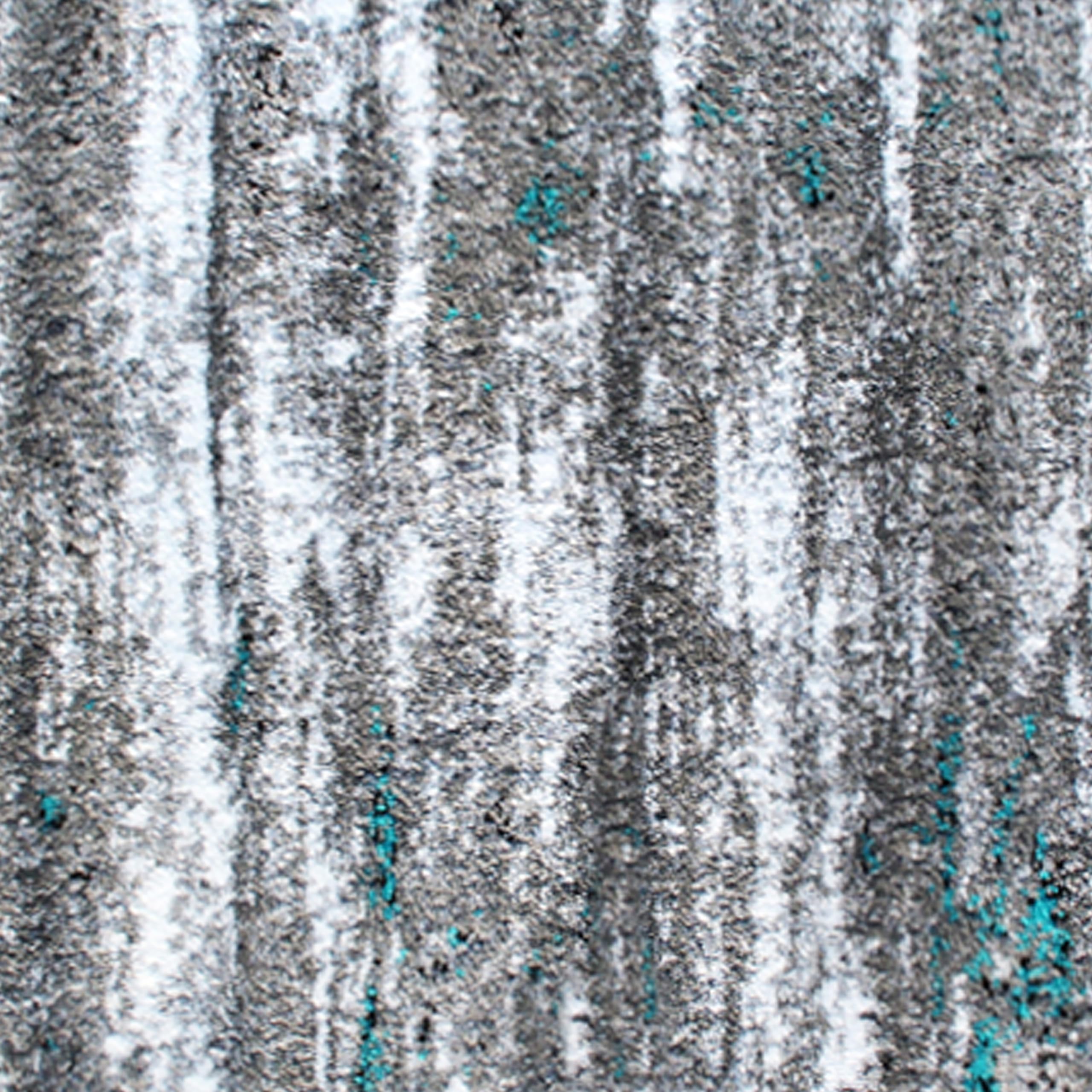 EMMA + OLIVER Distressed Look Accent Rug - 3'x16' Ultra Soft Plush Pile - Turquoise, Gray, Black & White - Stain & Moisture Resistant with Jute Backing - Easy Maintenance - Perfect for Living Room, Bedroom or Office Decor