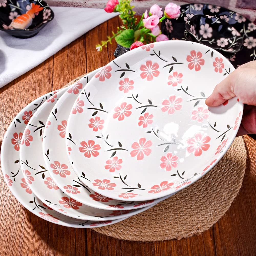 Premium Japanese Ceramic Dinner Plates Set of 4 - Elegant Porcelain Plates for Serving Pasta, Snacks, Chicken Wings - Dishwasher Safe White Tableware - Perfect for Family Dinners, Parties & Restaurant Use